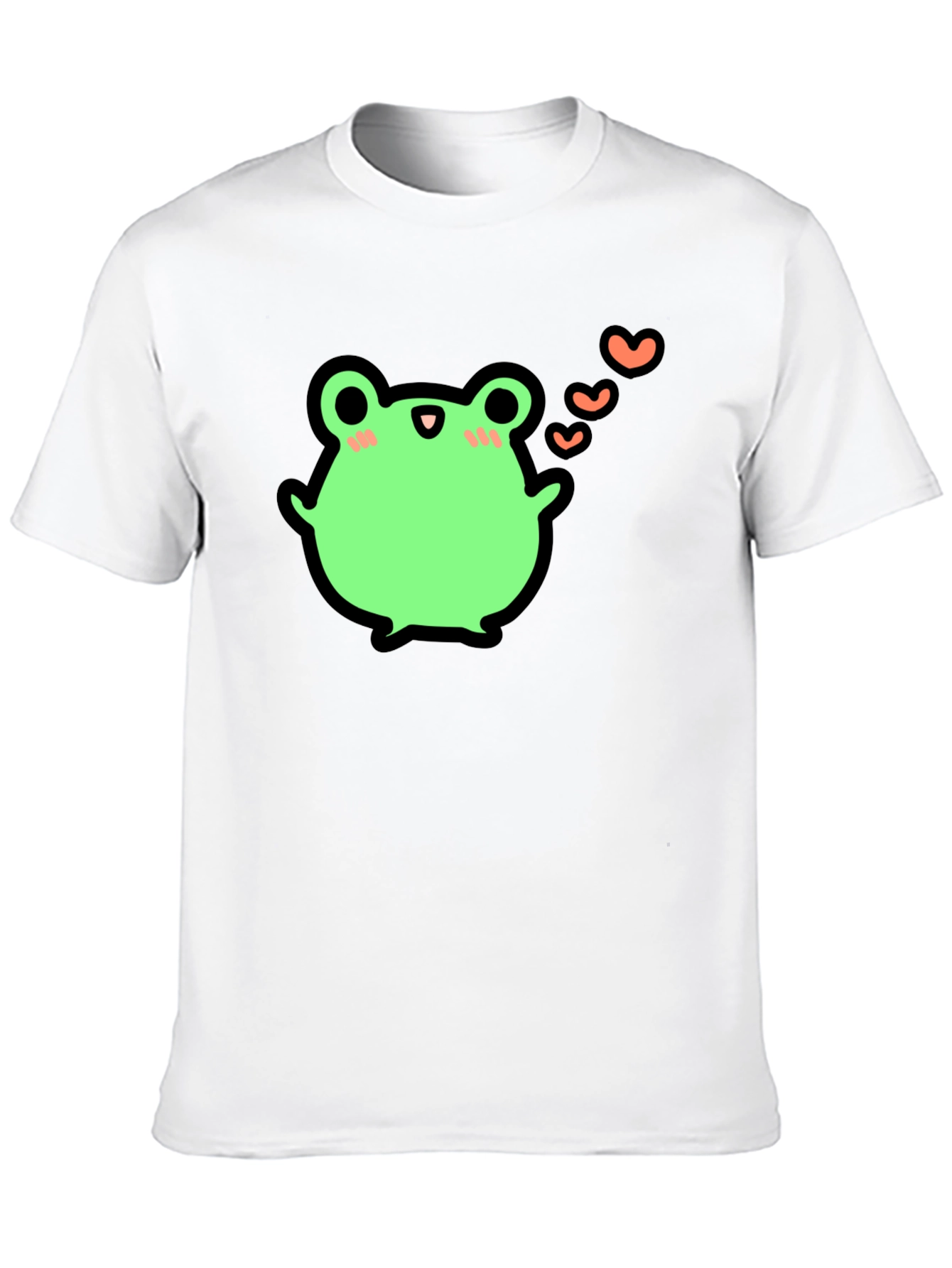Cute Frog With Hearts Graphic Black T-Shirt