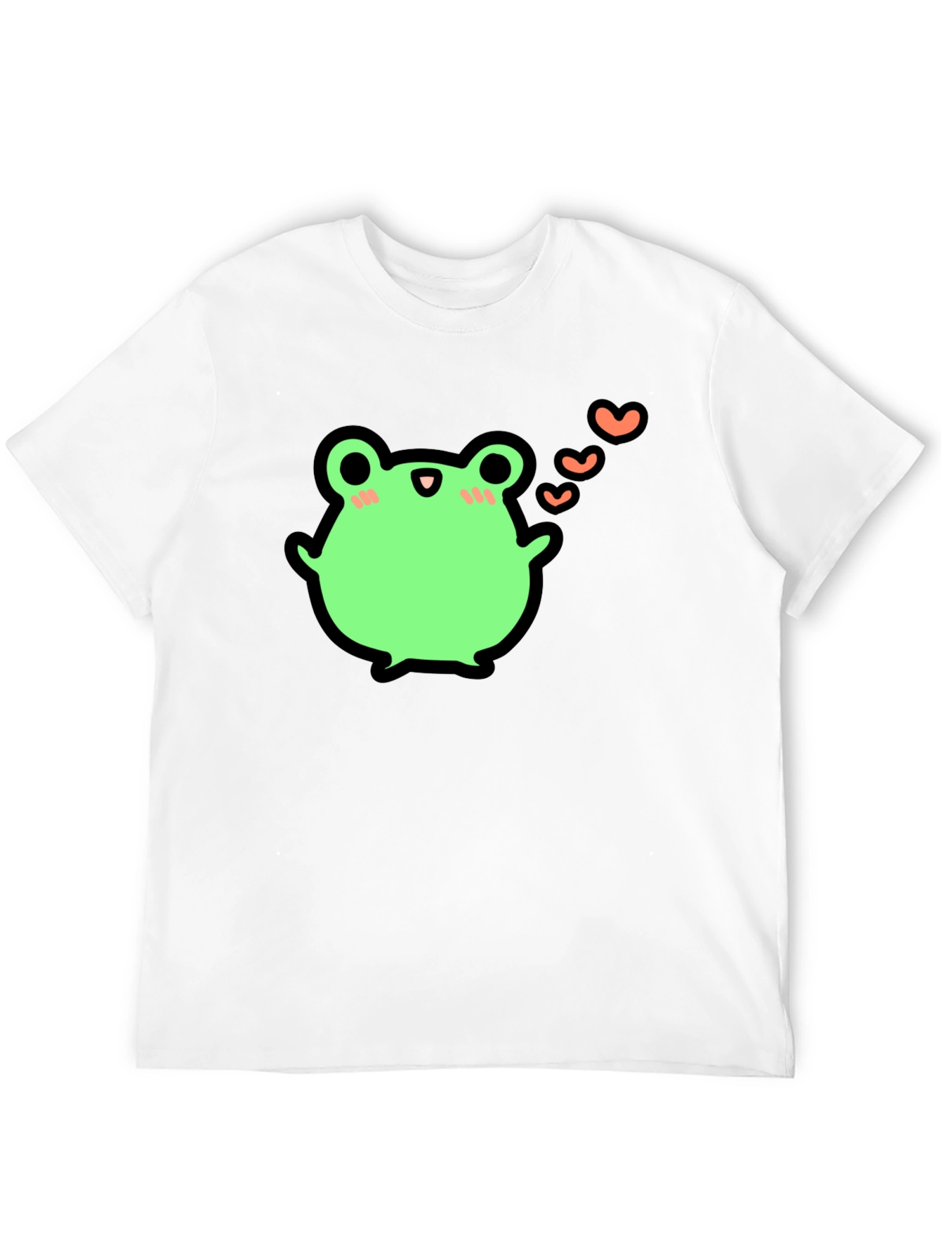 Cute Frog With Hearts Graphic Black T-Shirt