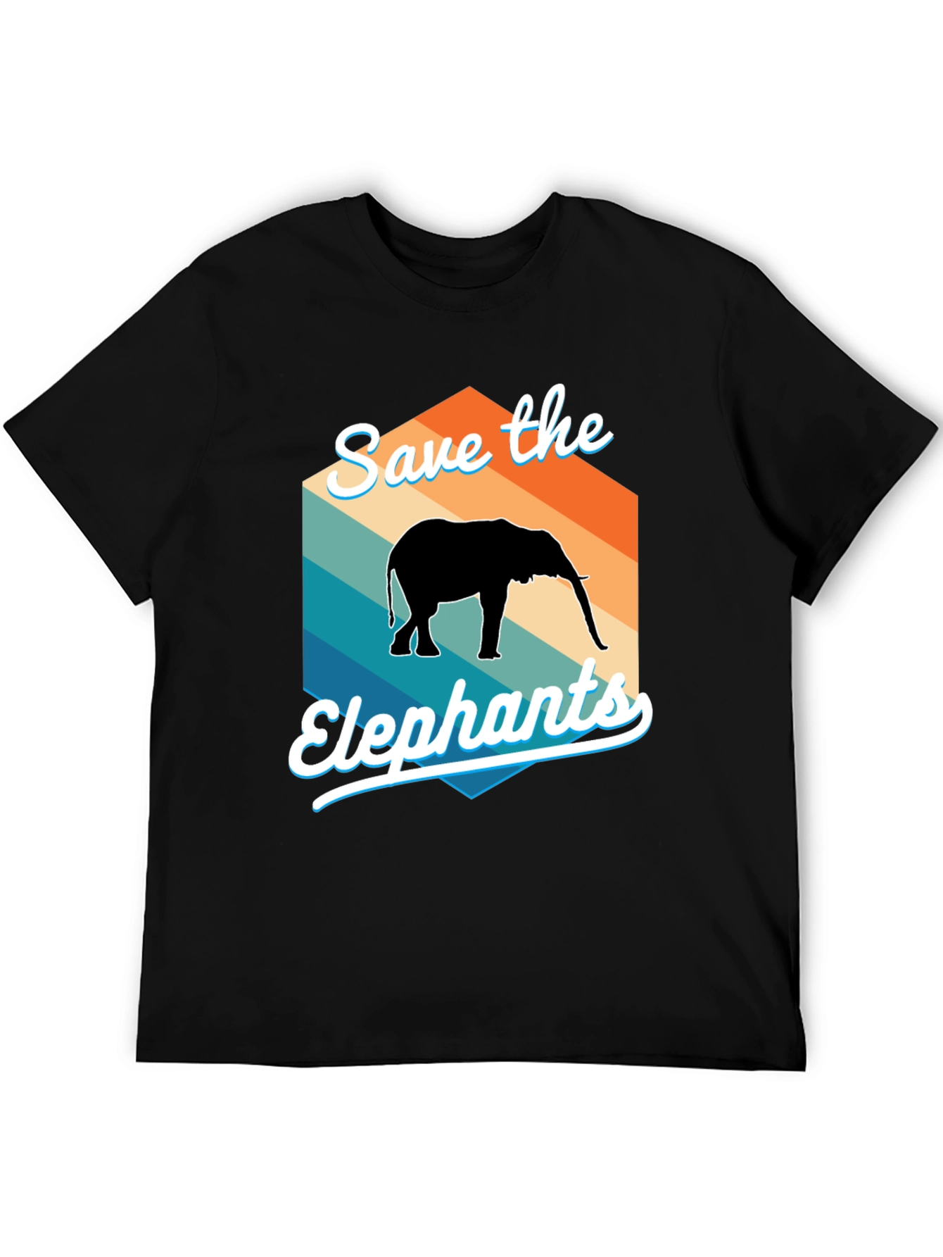 Save the Elephants Retro Style Graphic T-Shirt