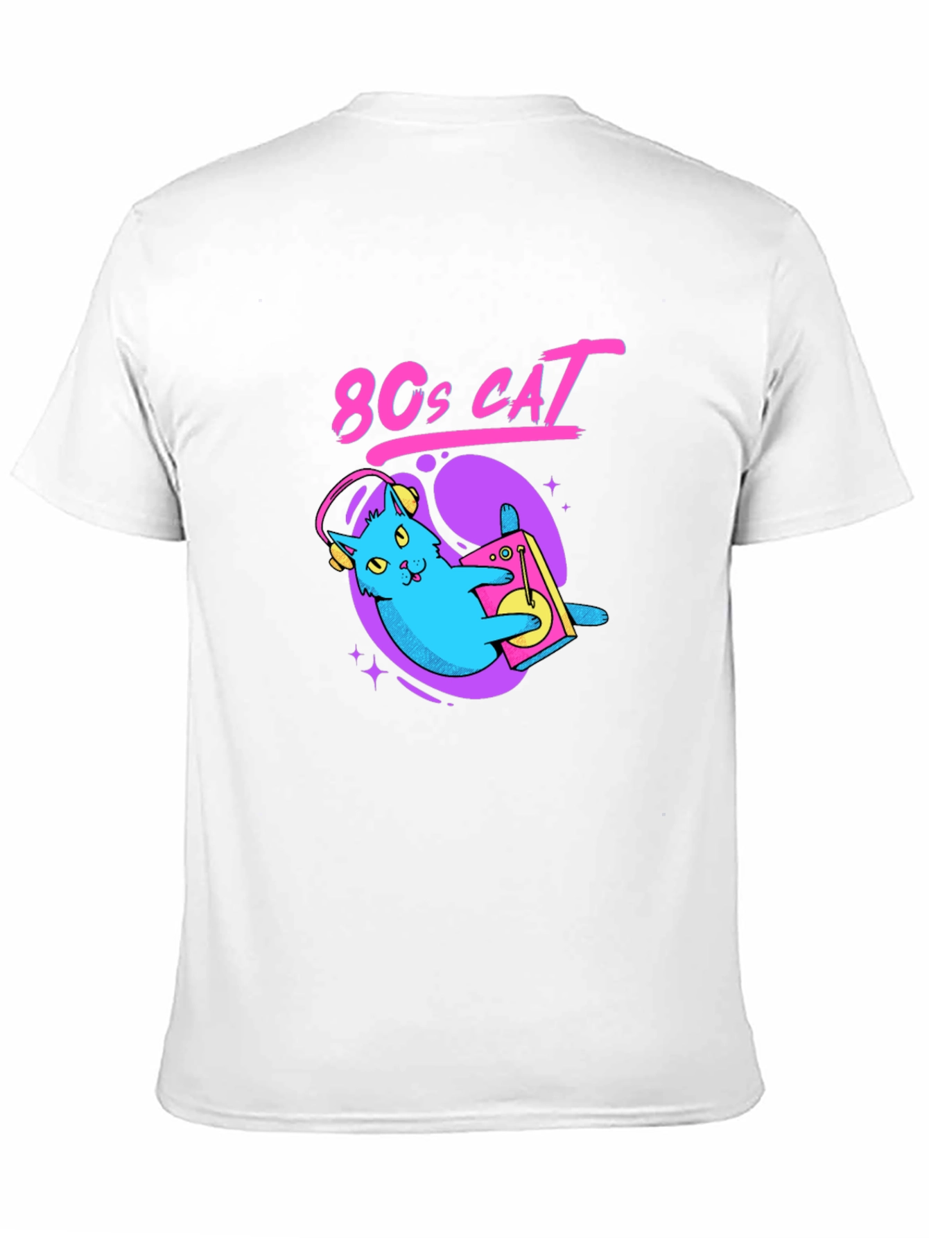 80s Cat Graphic Tee - Retro Style