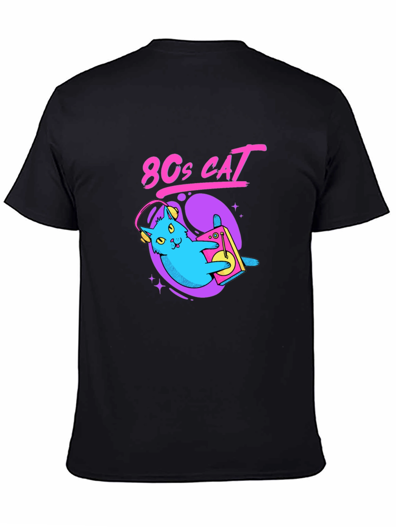 80s Cat Graphic Tee - Retro Style