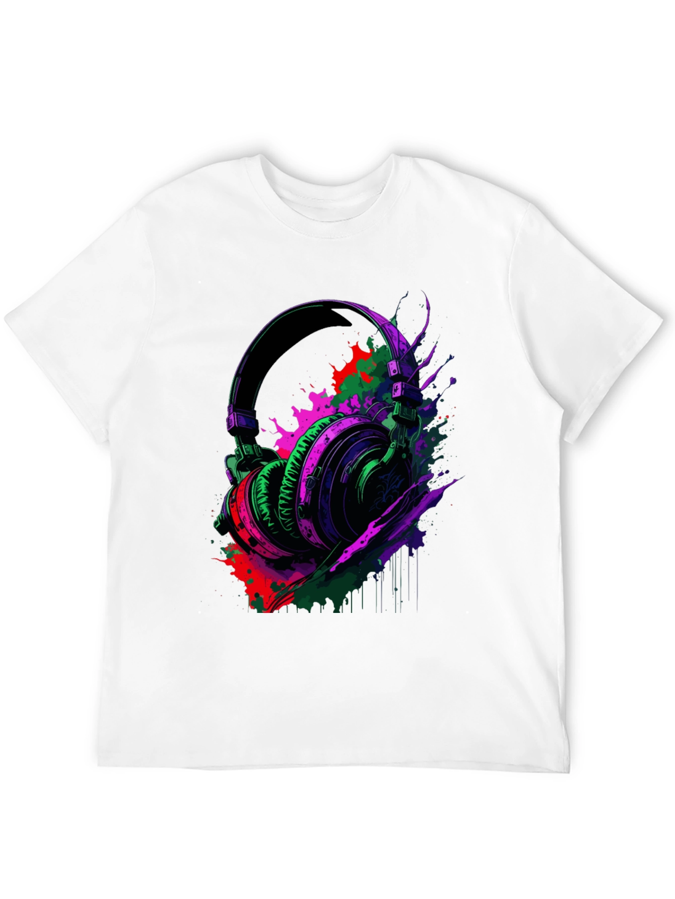 Vibrant Headphones Graphic Black T-Shirt