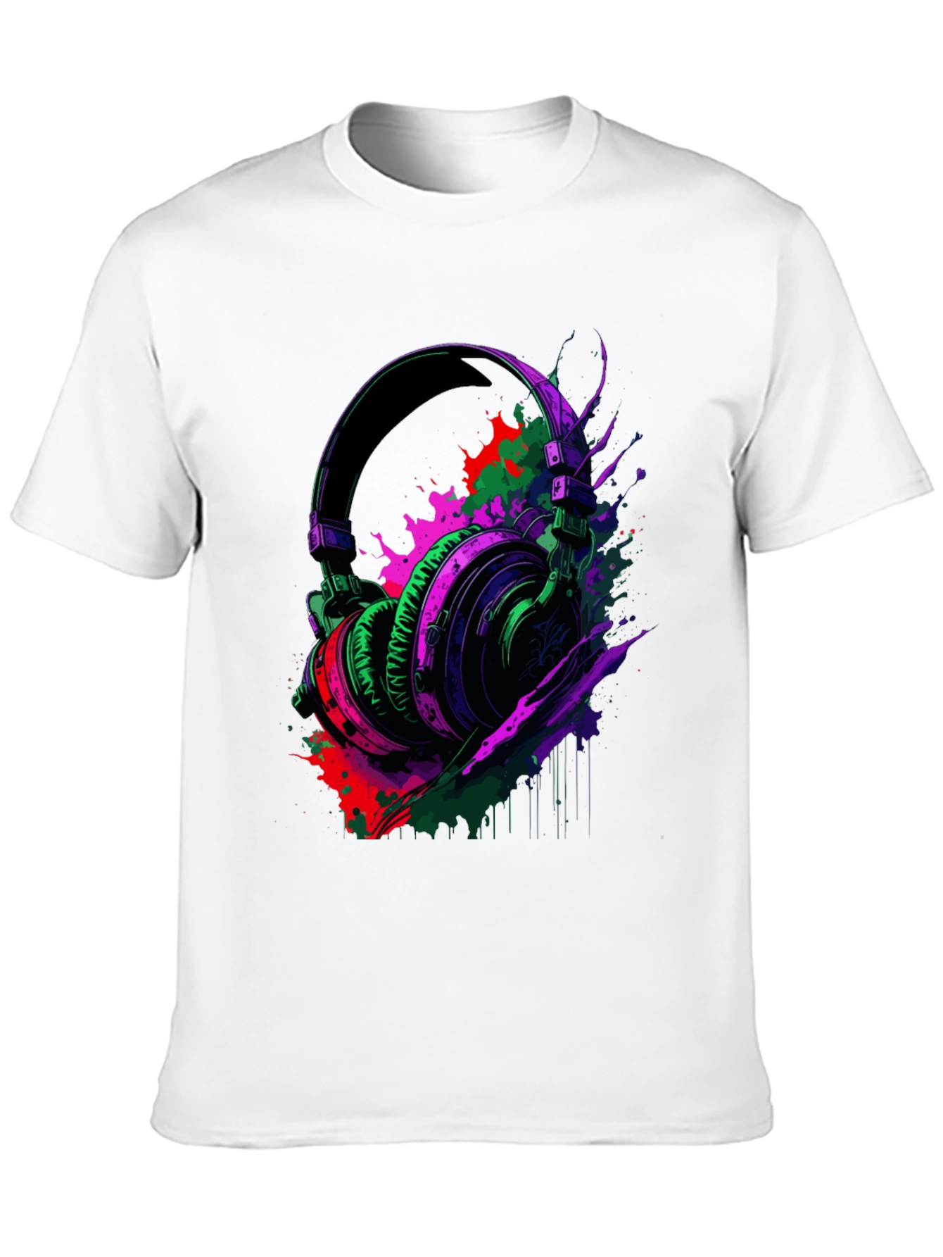 Vibrant Headphones Graphic Black T-Shirt