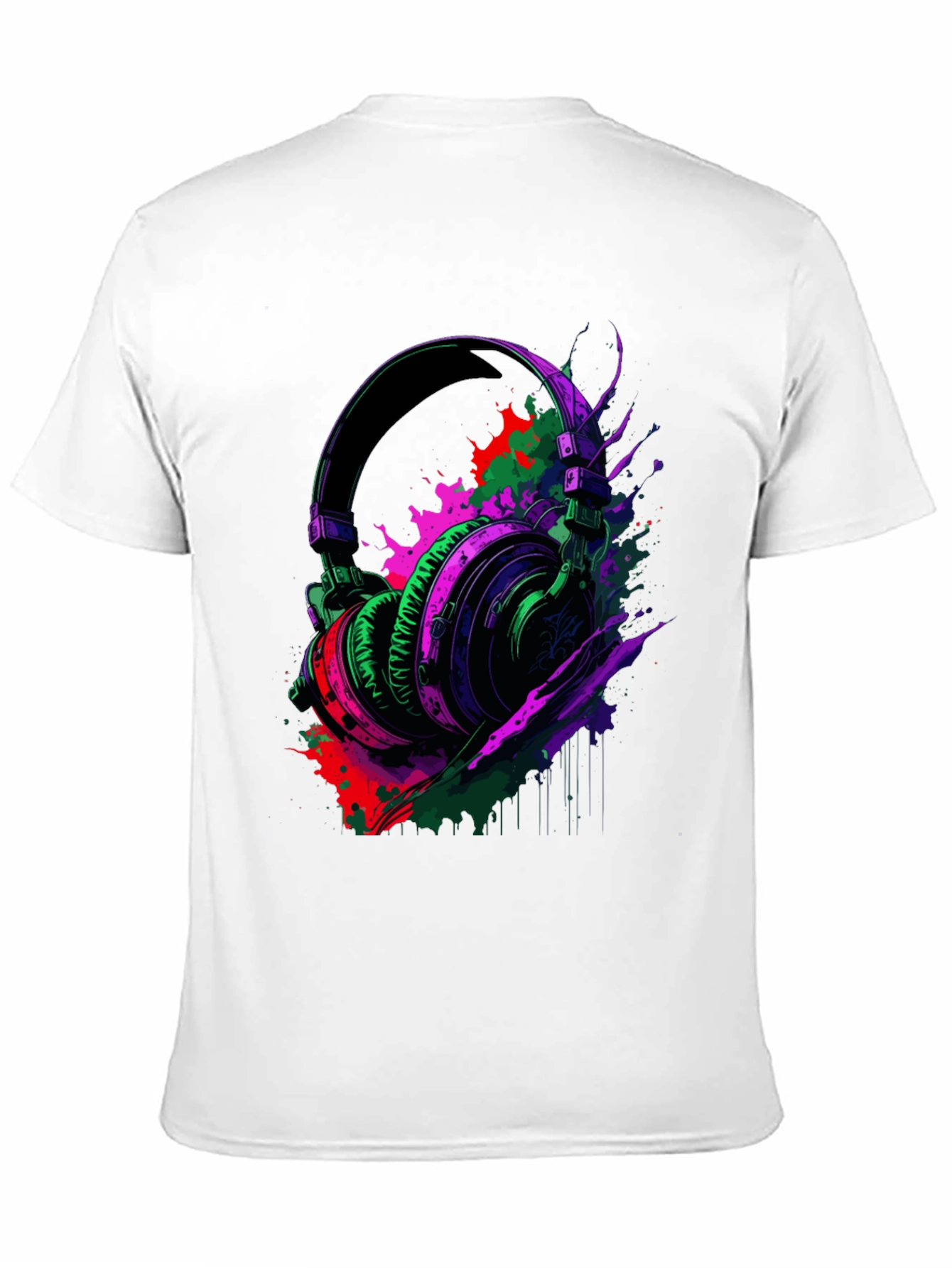 Vibrant Headphones Graphic Black T-Shirt