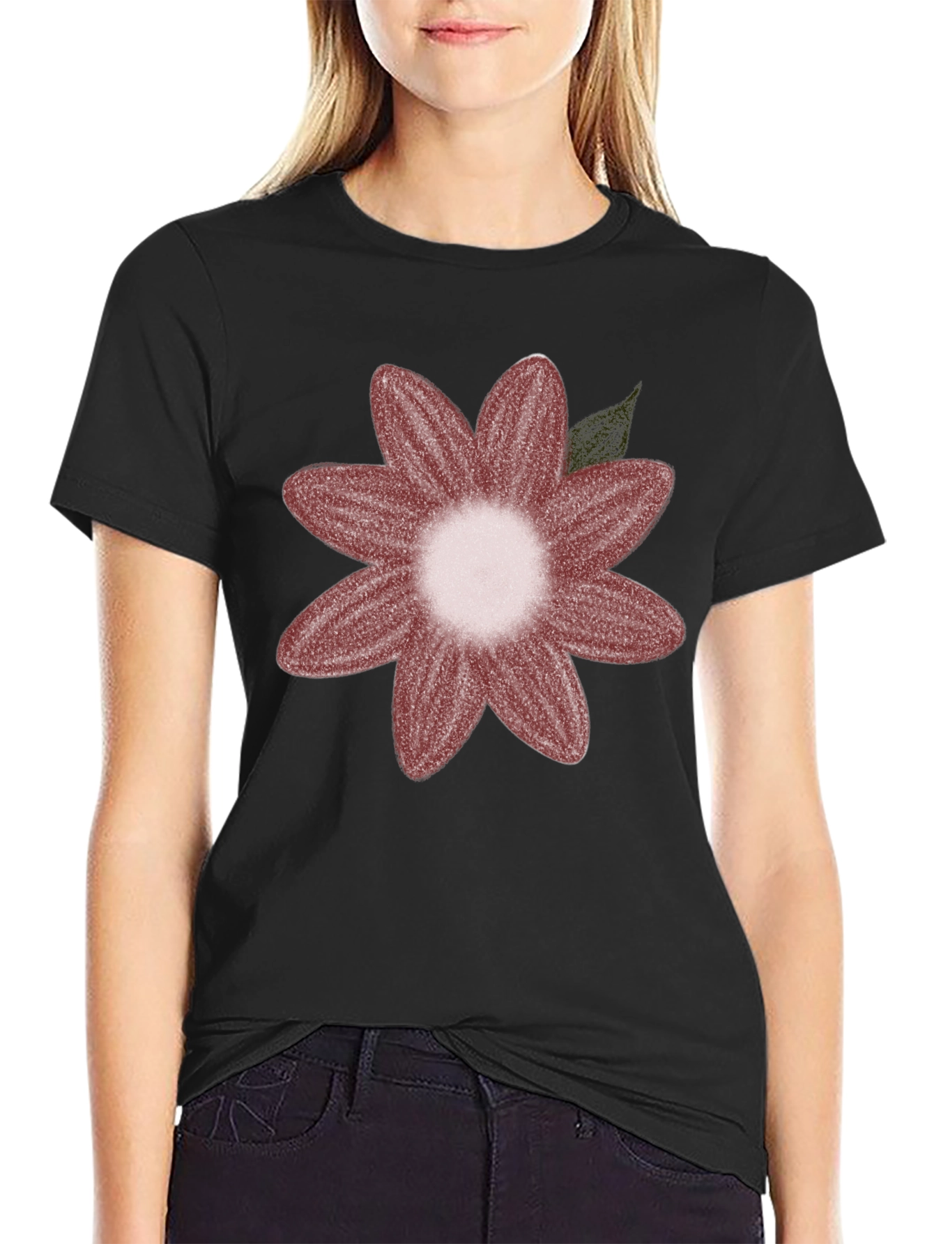 Floral Graphic Tee - Black Cotton Blend