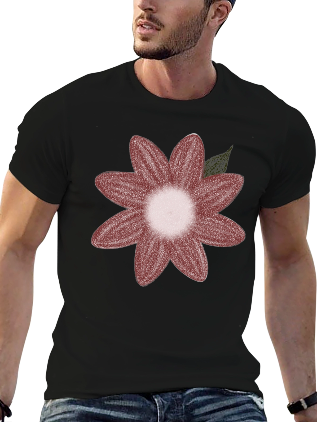 Floral Graphic Tee - Black Cotton Blend