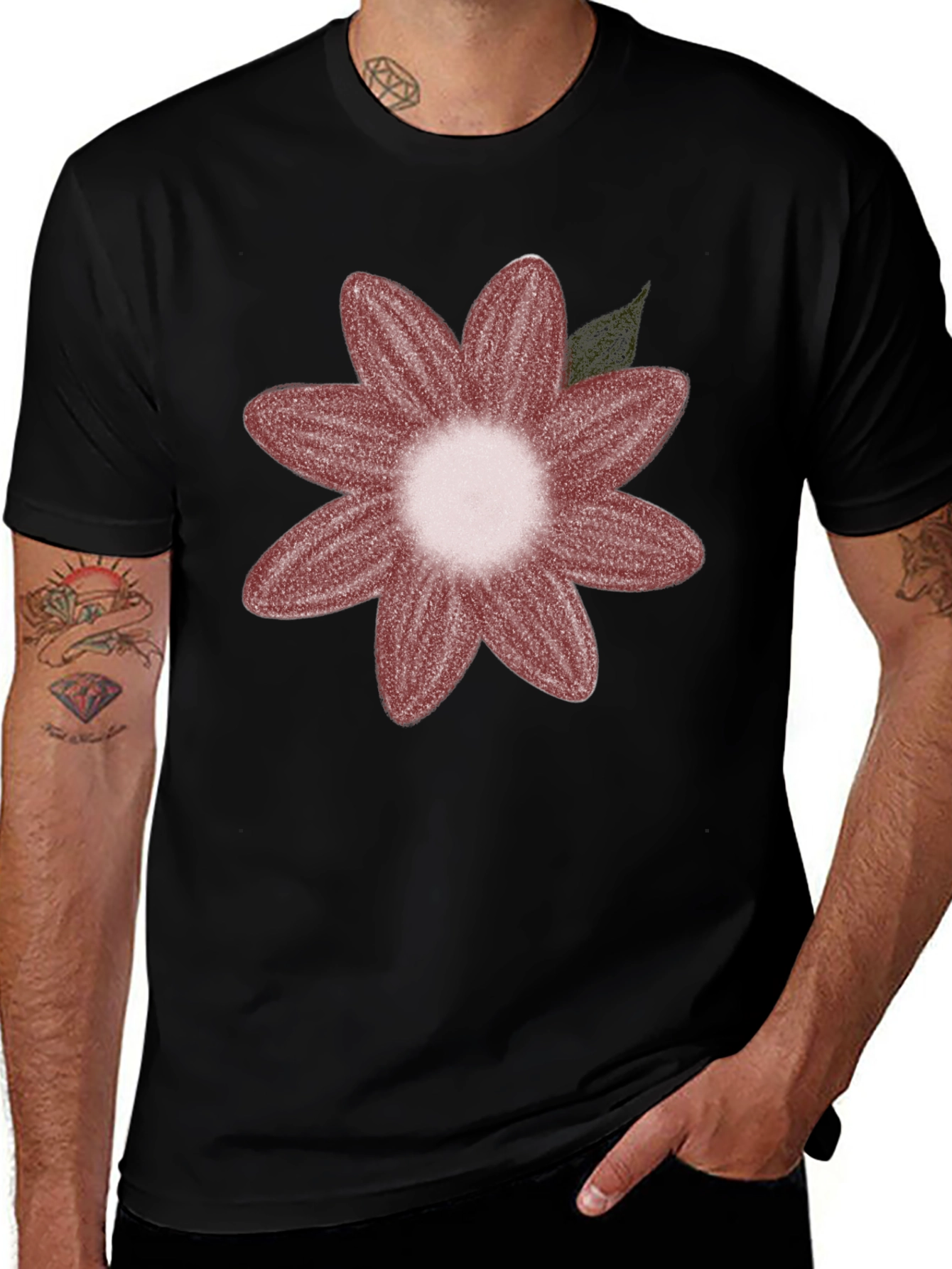 Floral Graphic Tee - Black Cotton Blend