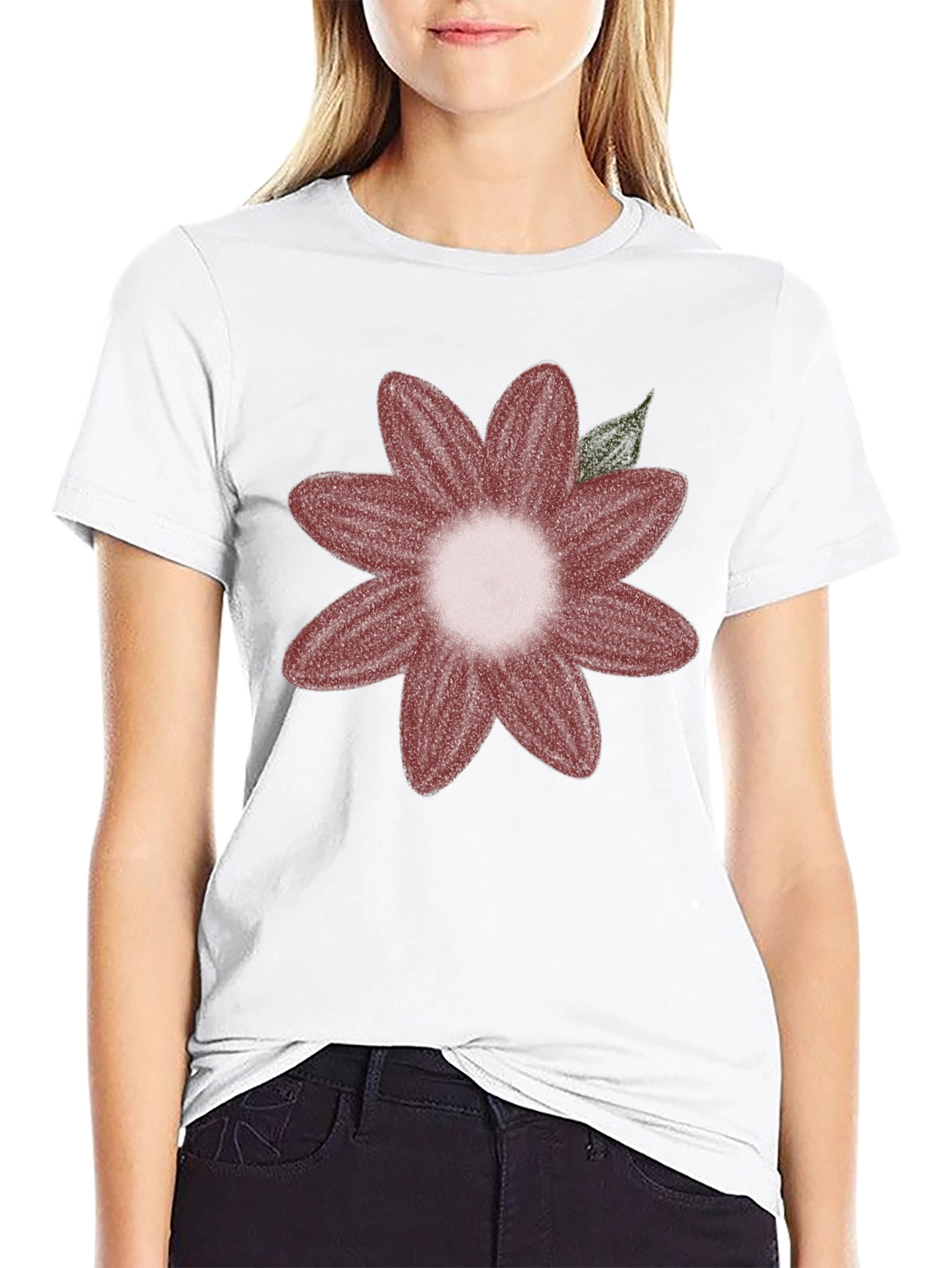 Floral Graphic Tee - Black Cotton Blend