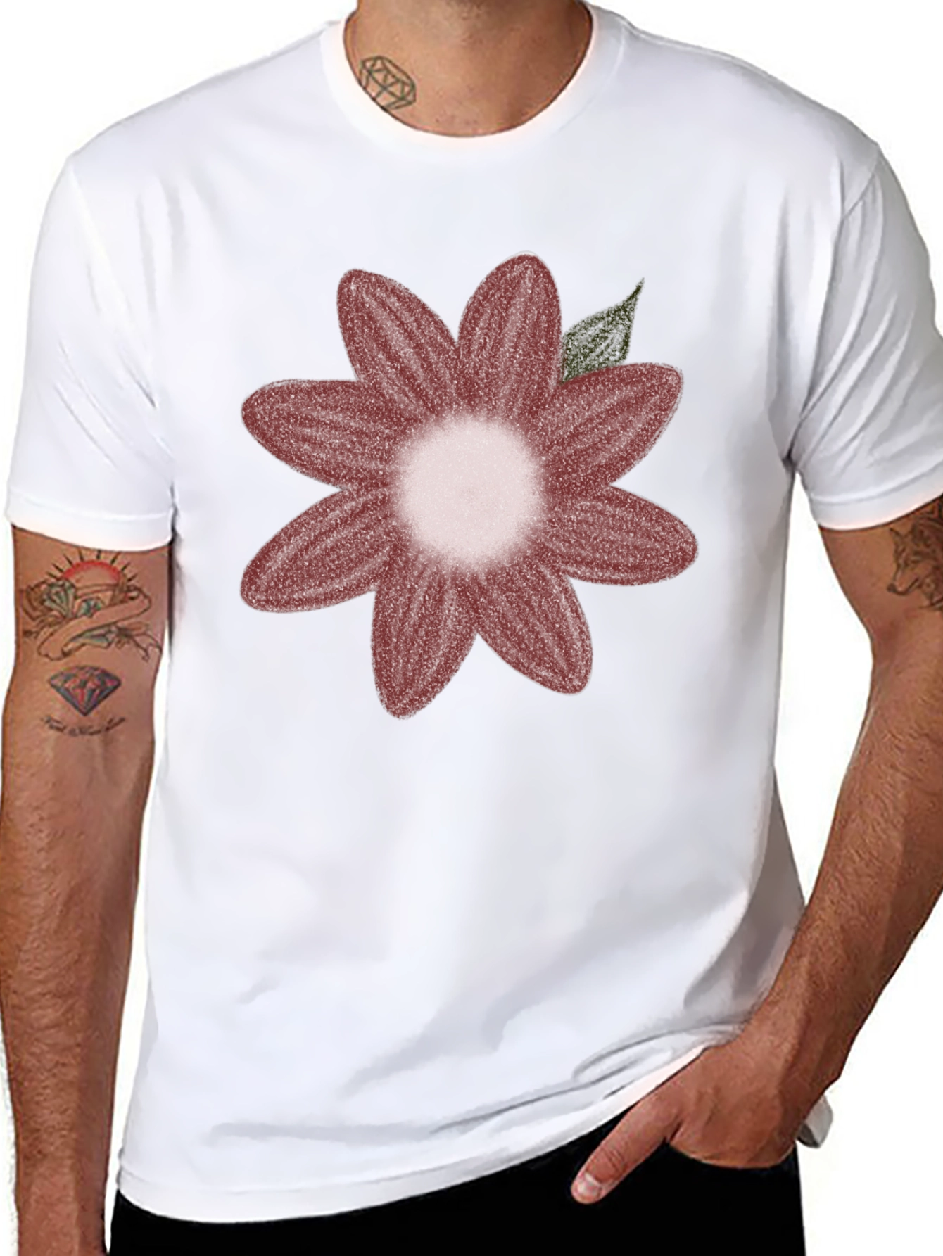 Floral Graphic Tee - Black Cotton Blend