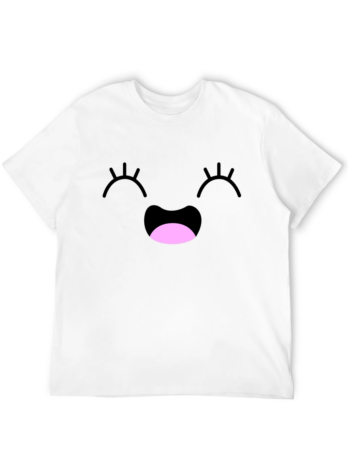 Happy Face Graphic Tee - Black Cotton Blend