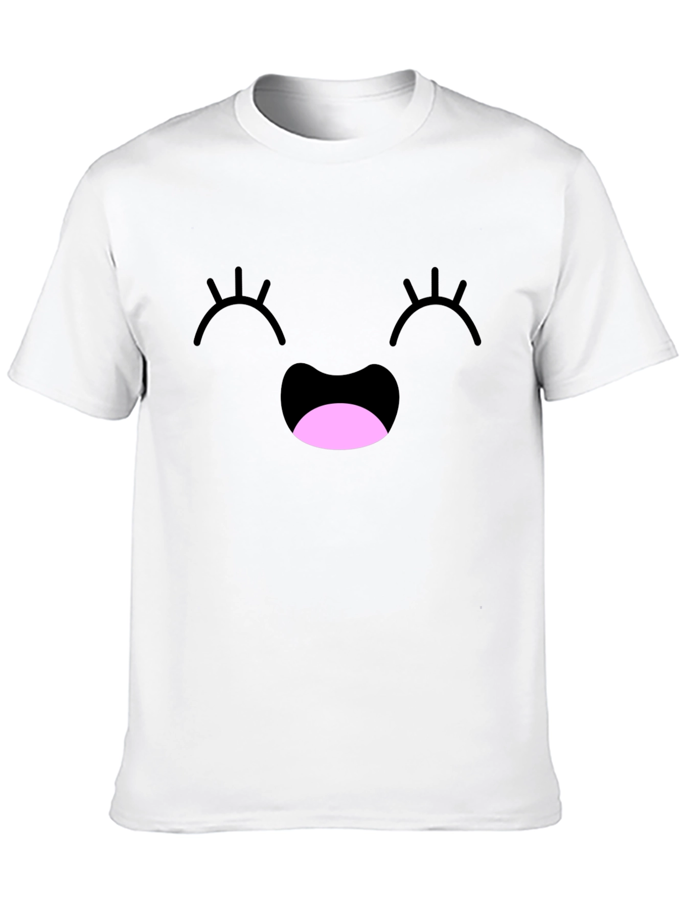 Happy Face Graphic Tee - Black Cotton Blend