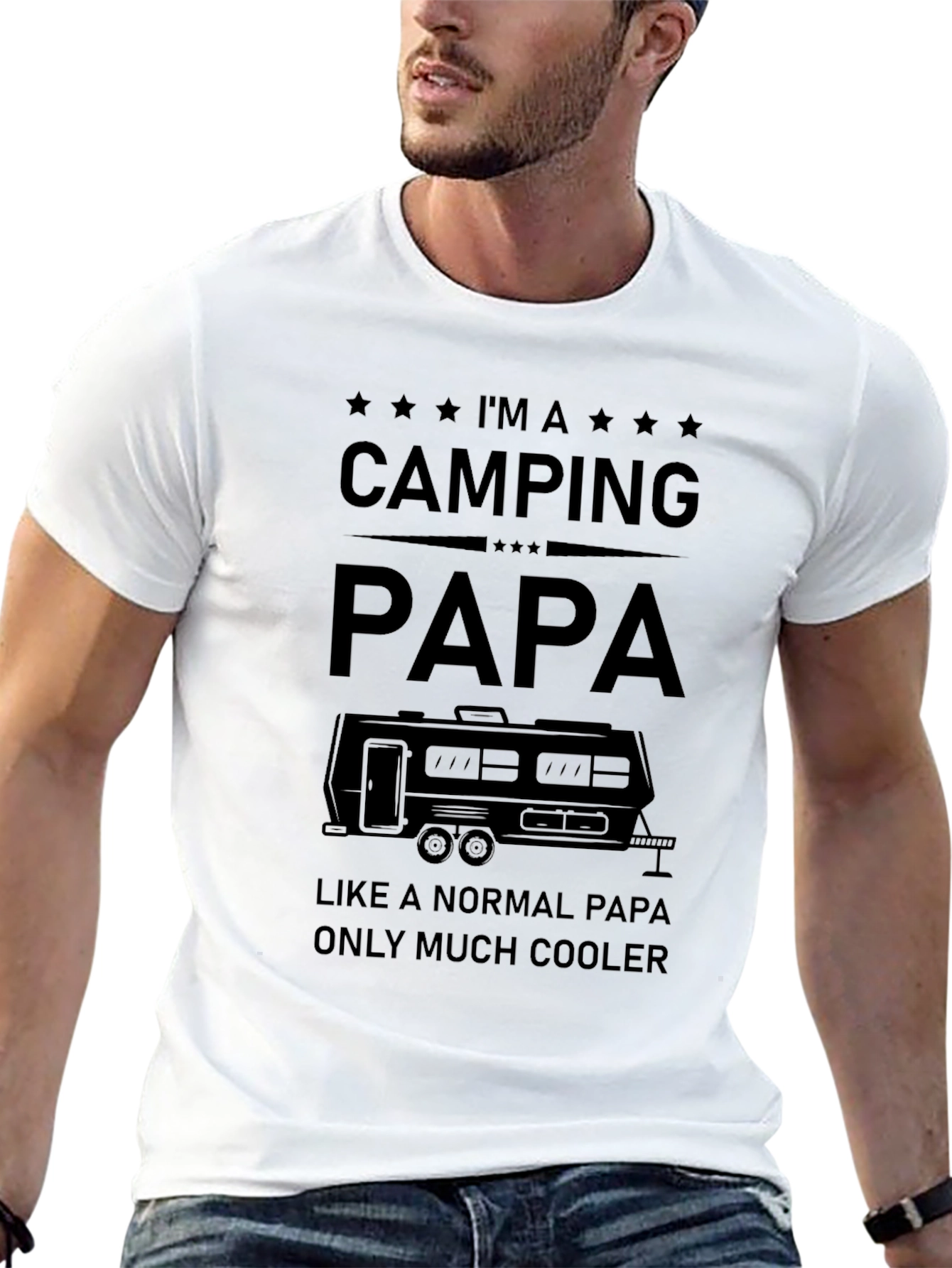 Camping Papa Graphic Tee - Cool Dad Shirt