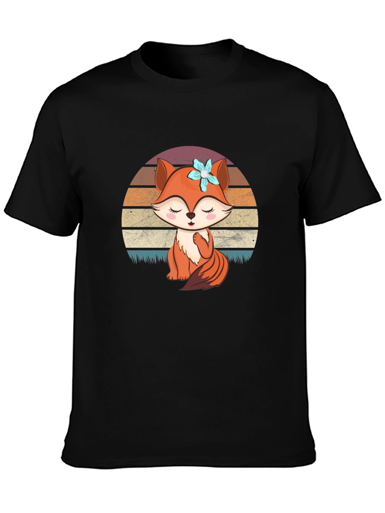 Cute Fox Graphic Tee - Unisex Black T-Shirt