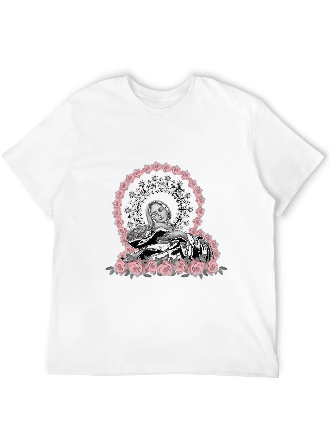 Virgin Mary Rose Halo Graphic T-Shirt