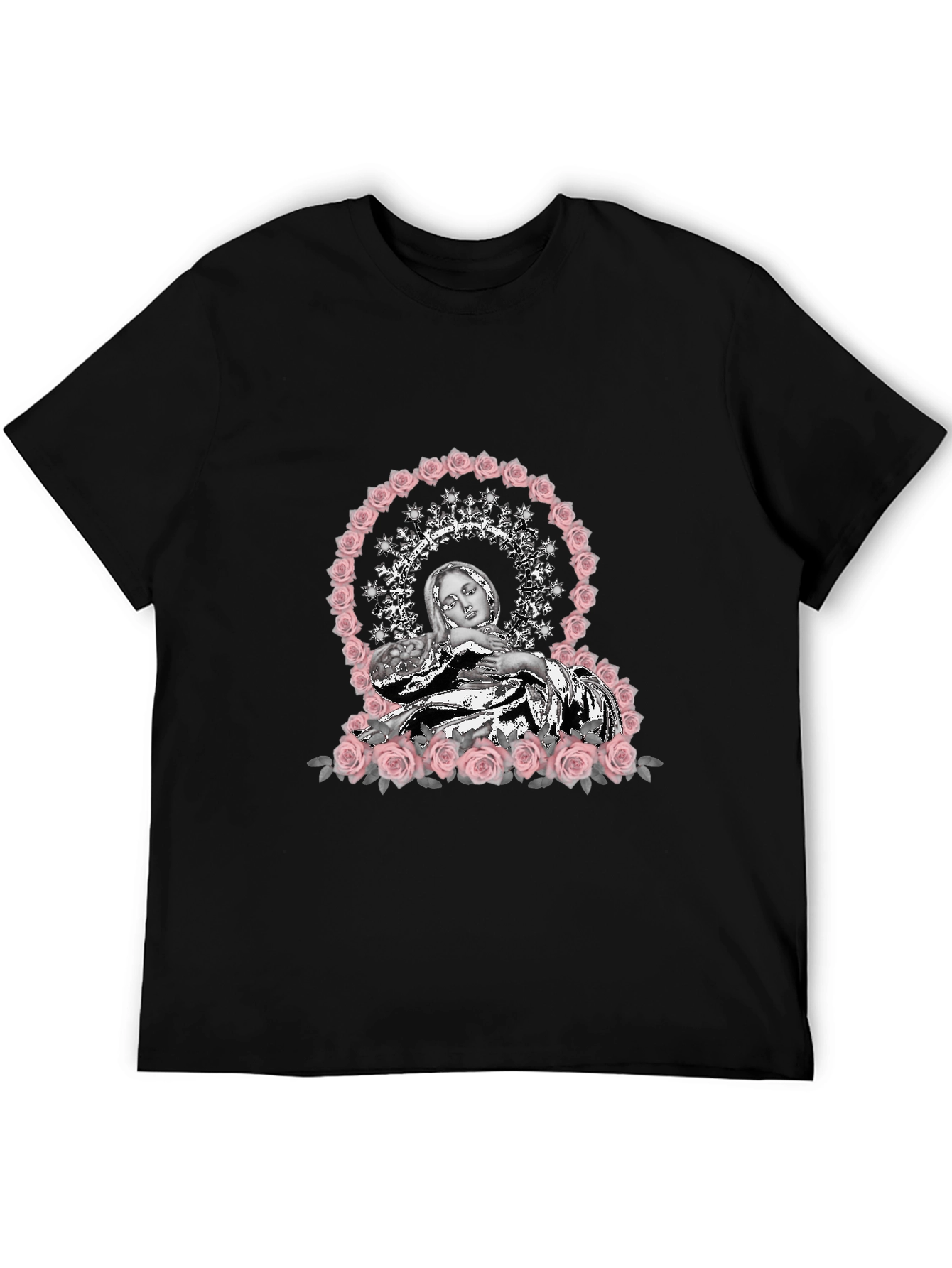 Virgin Mary Rose Halo Graphic T-Shirt