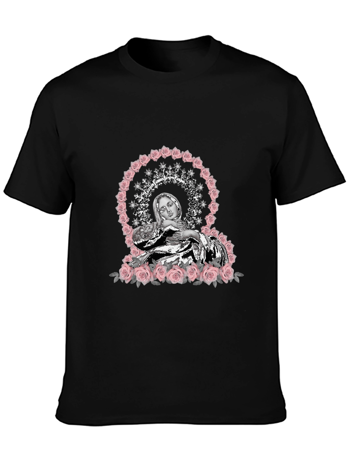 Virgin Mary Rose Halo Graphic T-Shirt