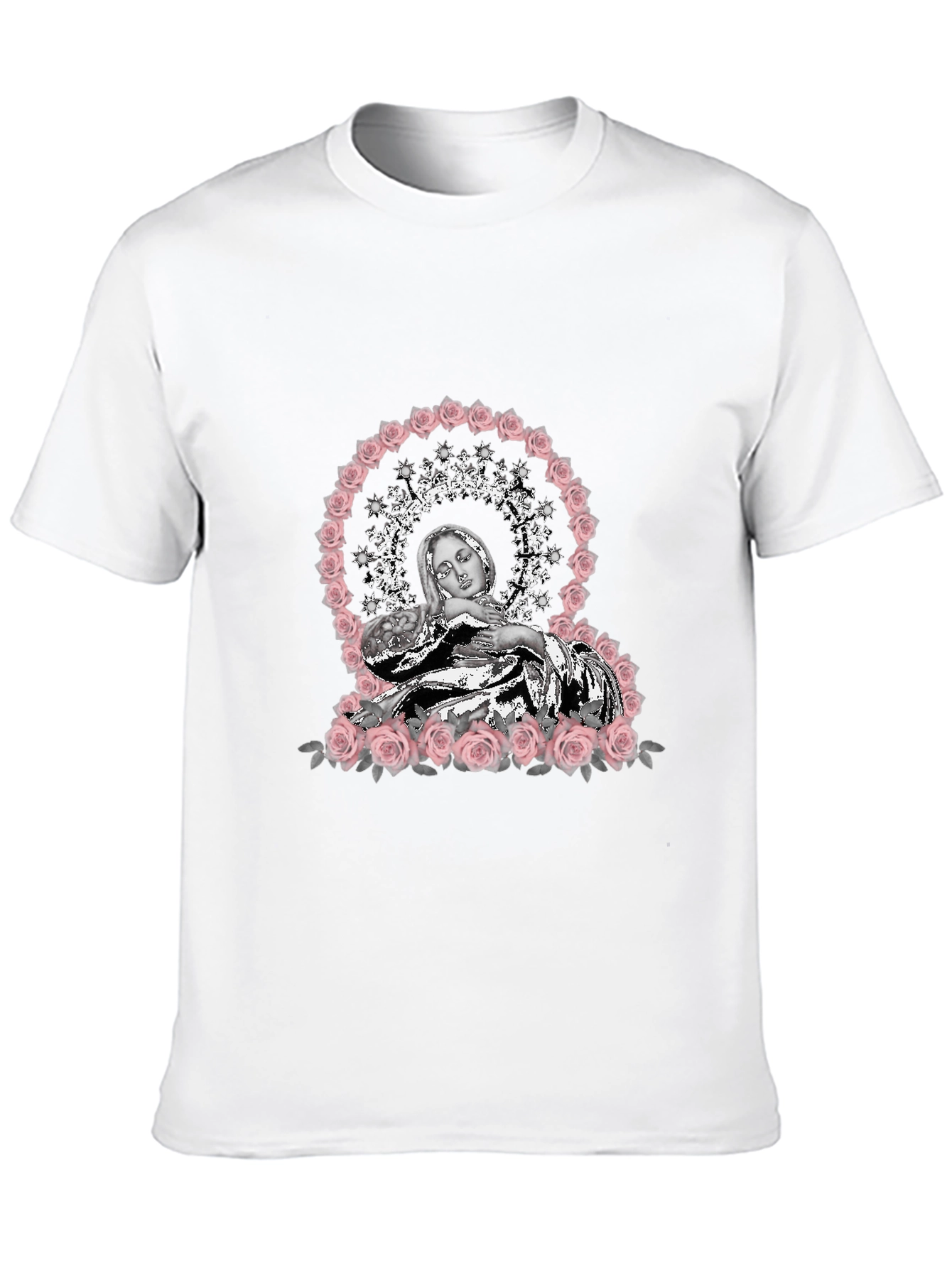 Virgin Mary Rose Halo Graphic T-Shirt