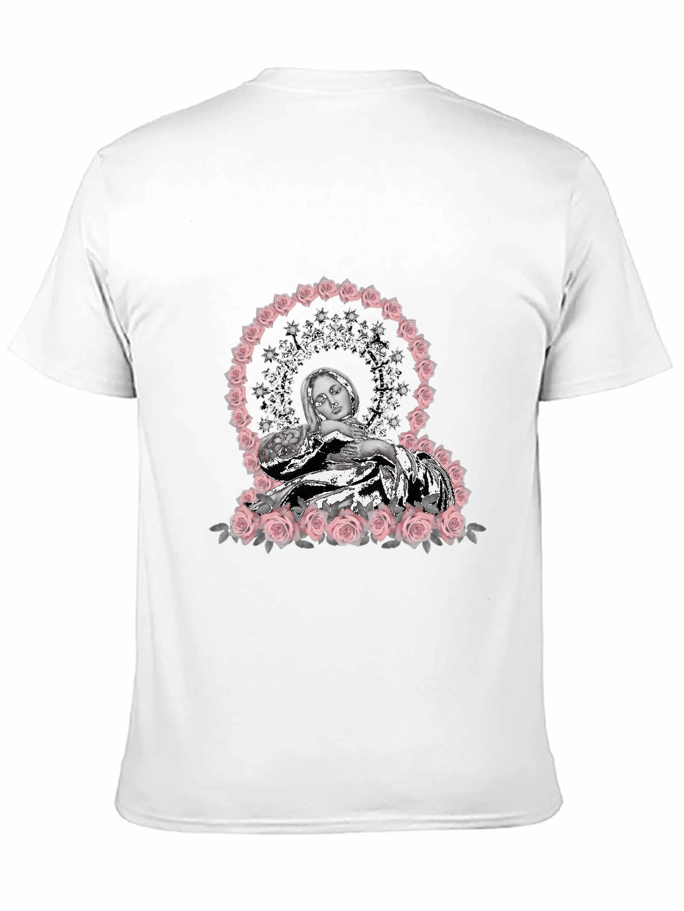Virgin Mary Rose Halo Graphic T-Shirt