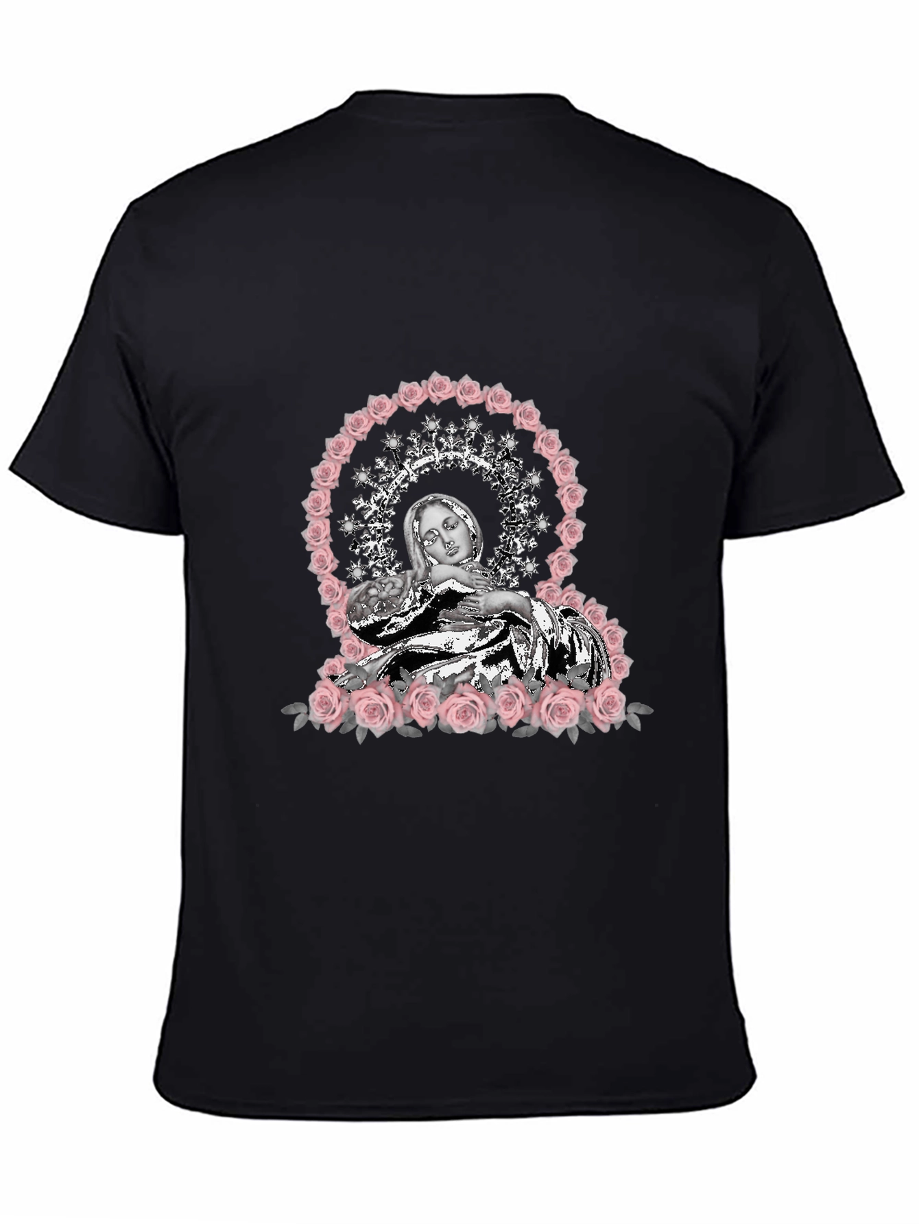 Virgin Mary Rose Halo Graphic T-Shirt