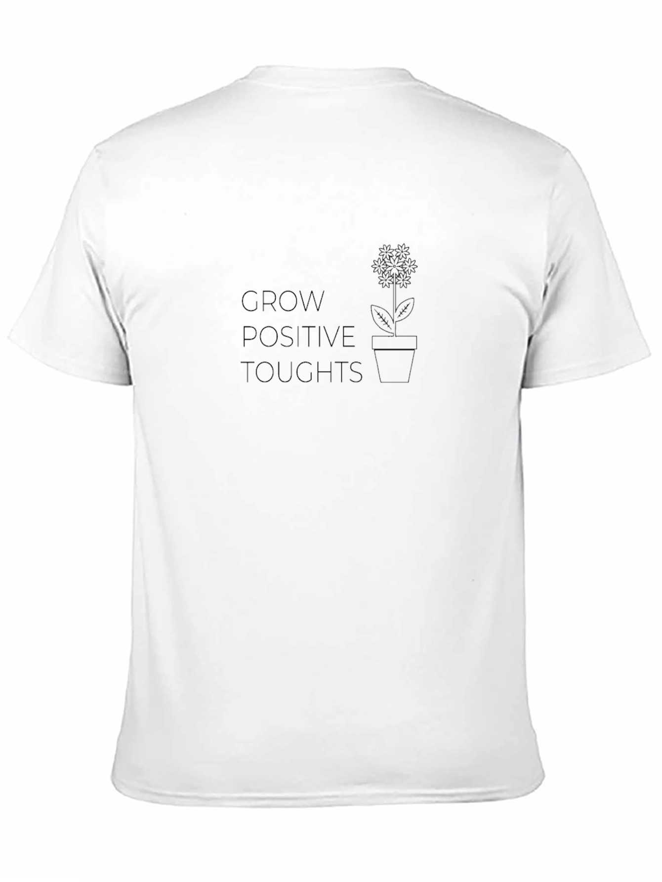 Grow Positive Thoughts Black Graphic T-Shirt