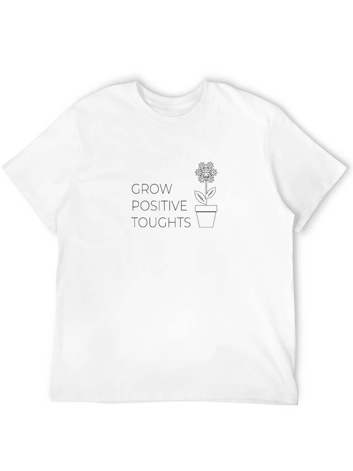Grow Positive Thoughts Black Graphic T-Shirt