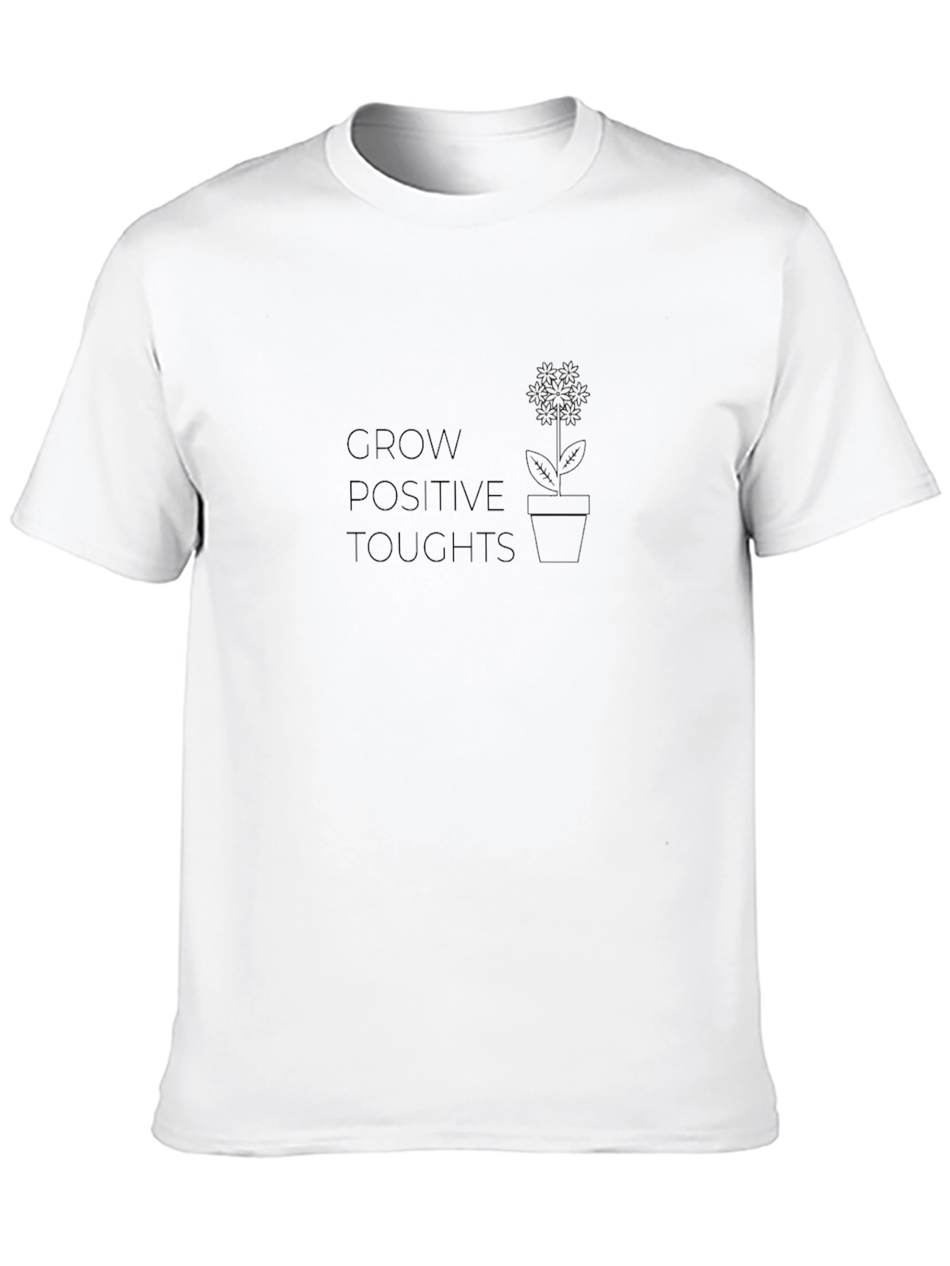 Grow Positive Thoughts Black Graphic T-Shirt