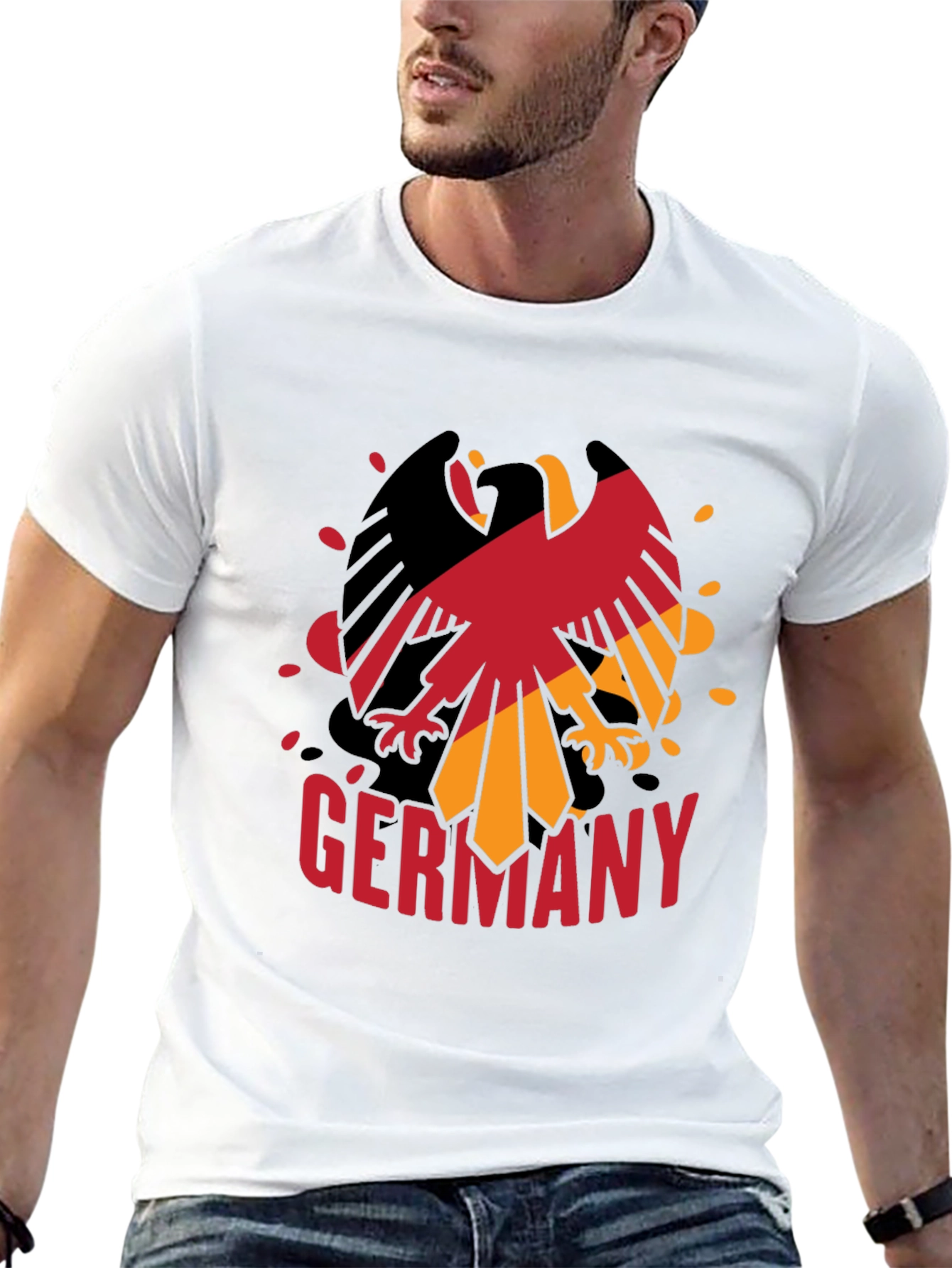 Germany Eagle Graphic Tee - Black Cotton Blend