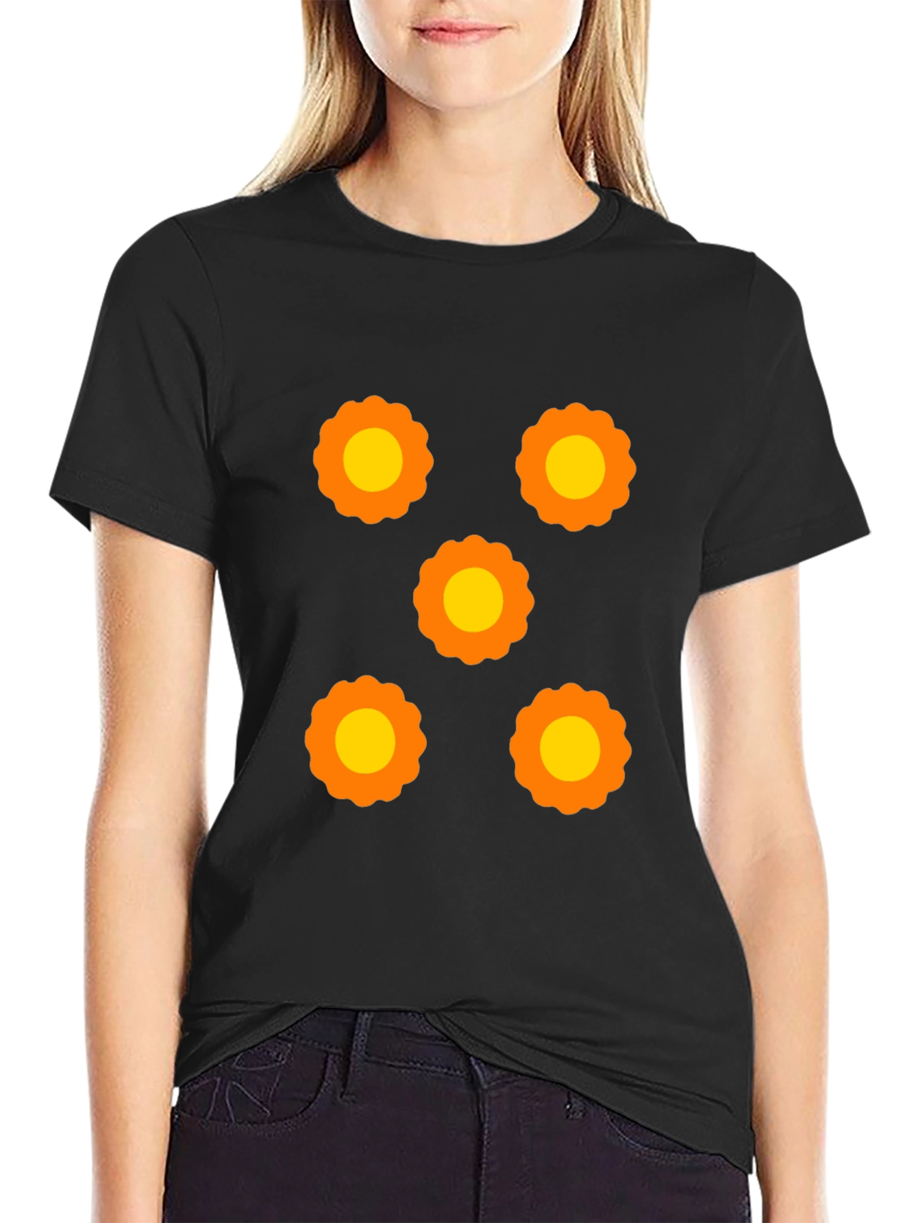 Retro Floral Graphic Tee - Black