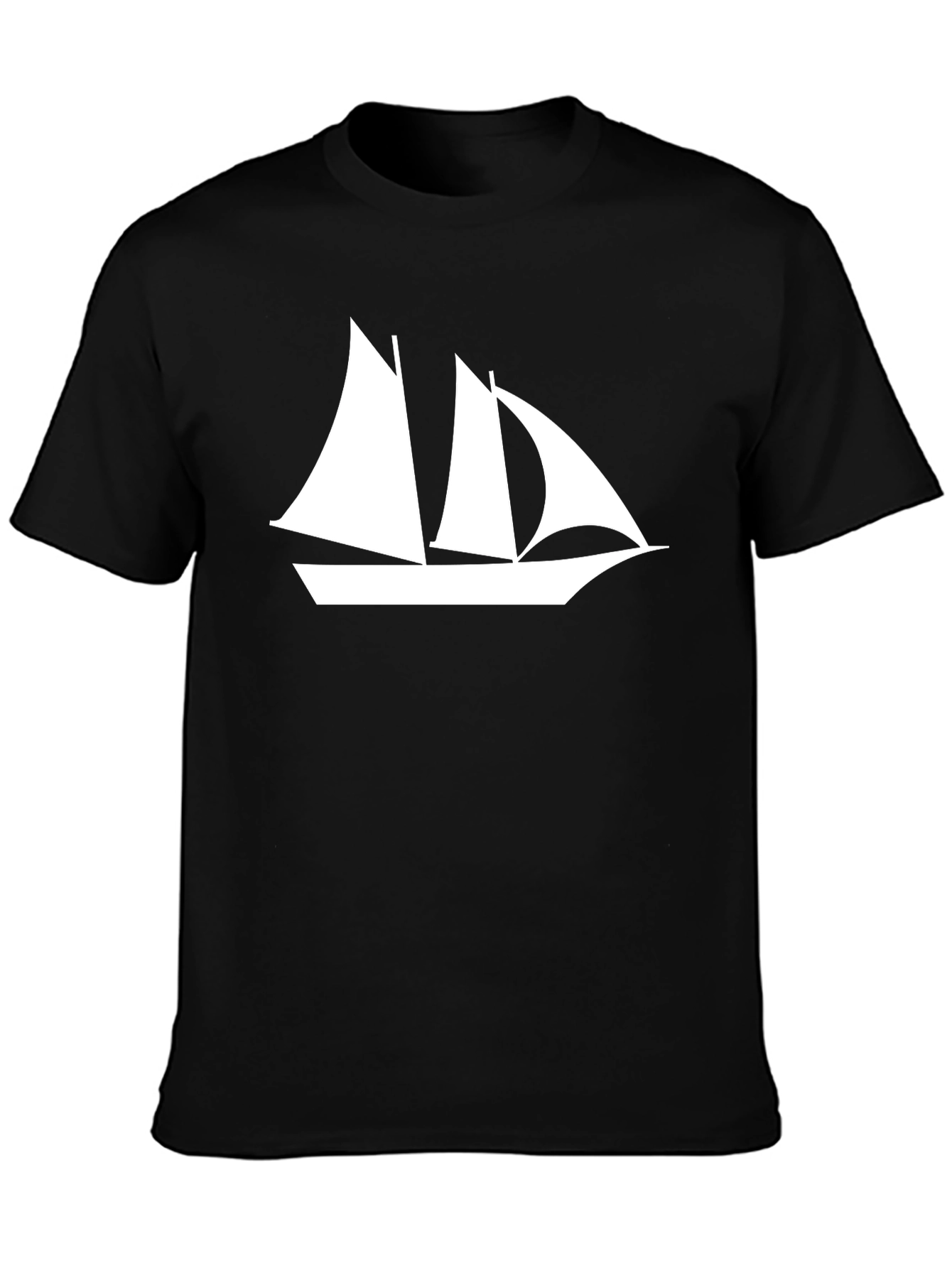 Sailboat Graphic Tee - Black Cotton T-Shirt