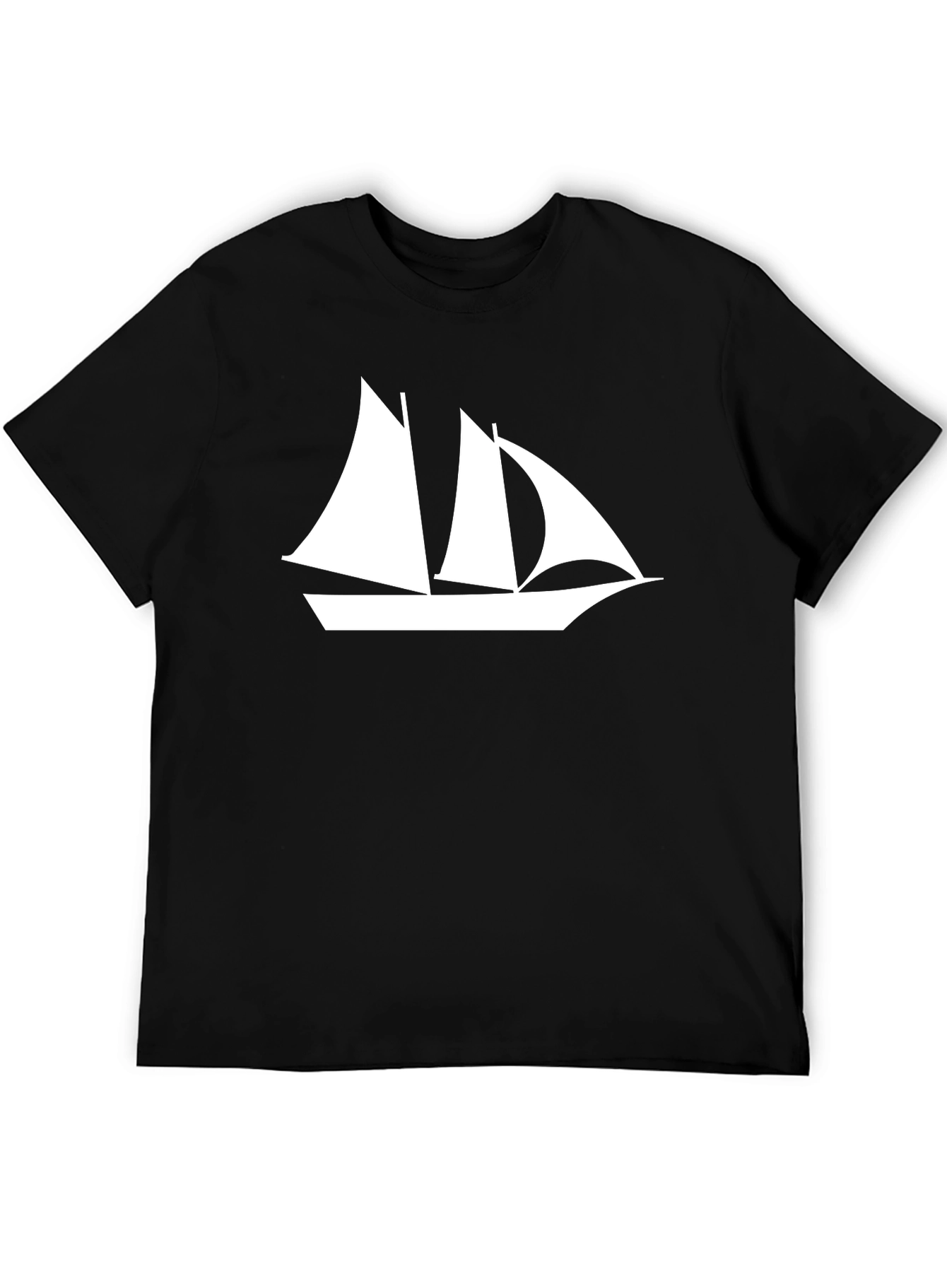 Sailboat Graphic Tee - Black Cotton T-Shirt