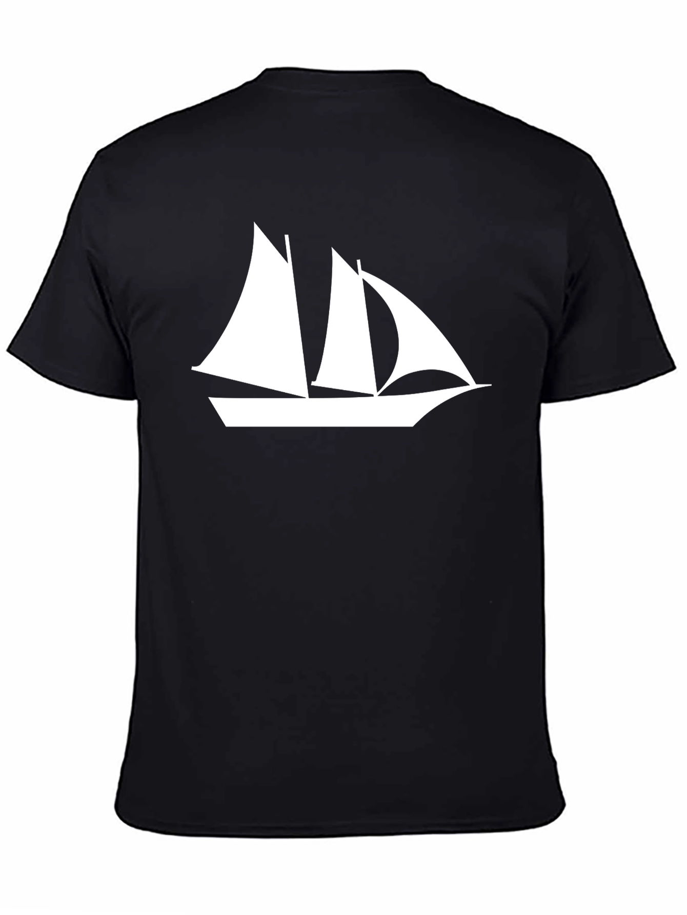 Sailboat Graphic Tee - Black Cotton T-Shirt
