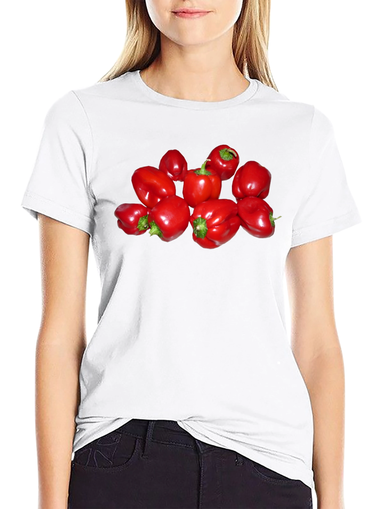 Red Bell Pepper T-Shirt - Black Cotton Tee