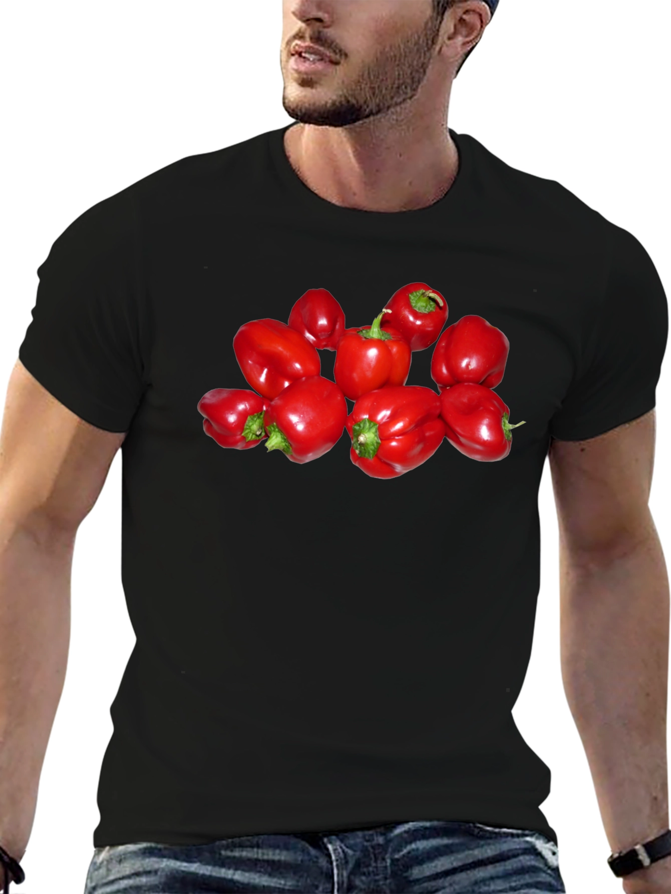 Red Bell Pepper T-Shirt - Black Cotton Tee