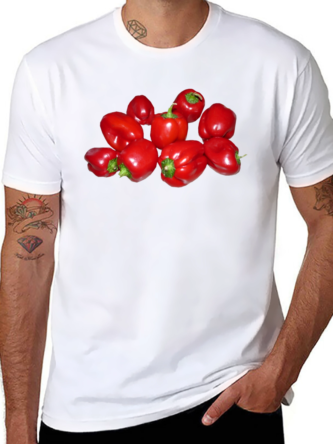 Red Bell Pepper T-Shirt - Black Cotton Tee