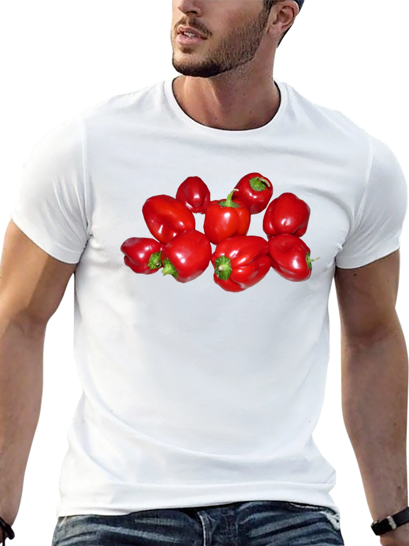 Red Bell Pepper T-Shirt - Black Cotton Tee