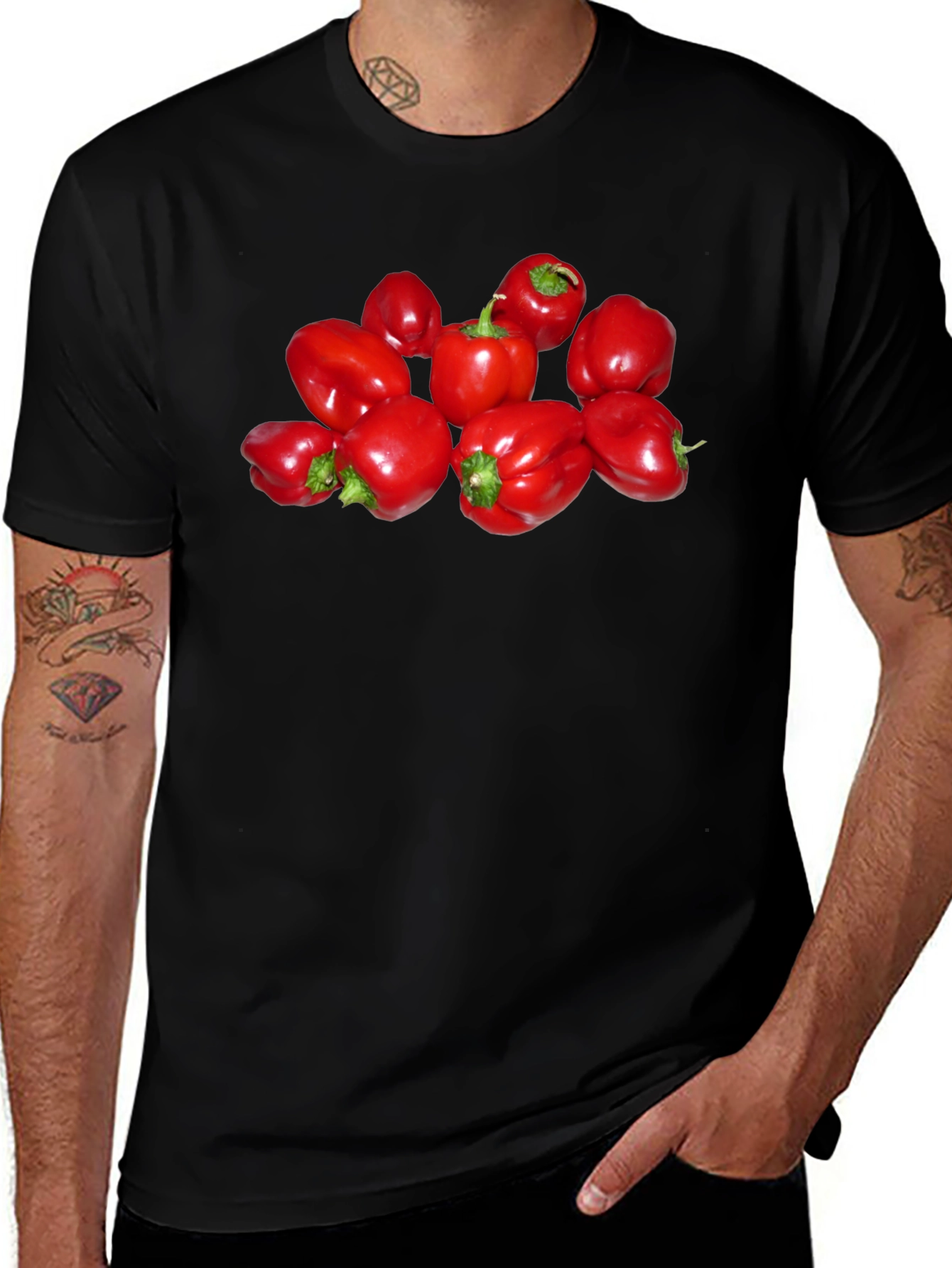 Red Bell Pepper T-Shirt - Black Cotton Tee