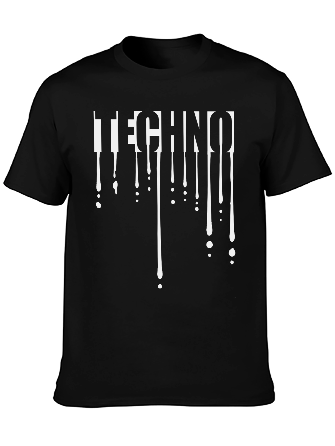 Techno Drip Graphic Tee - Black Crew Neck T-Shirt