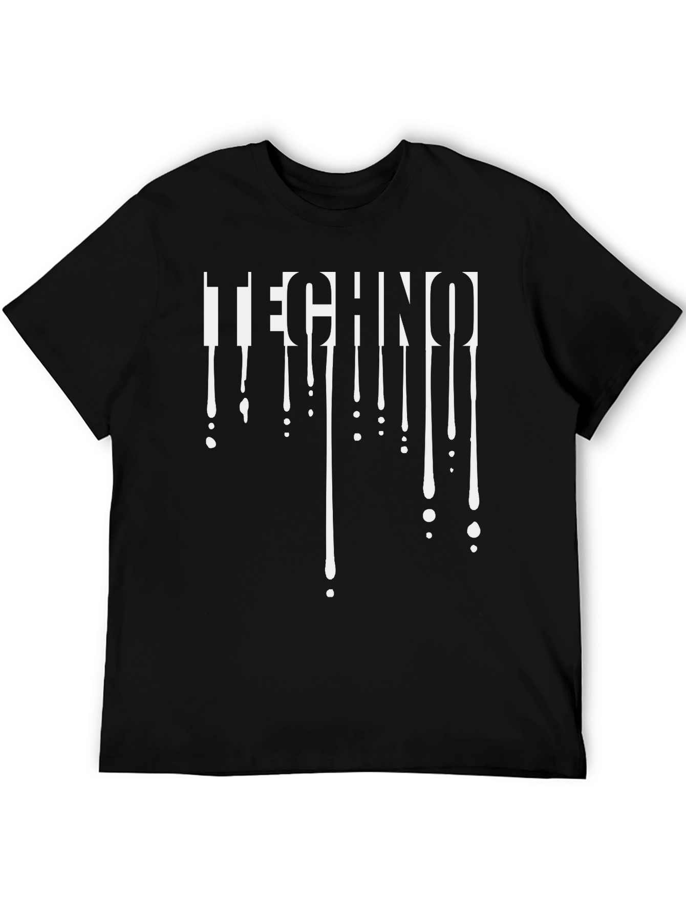 Techno Drip Graphic Tee - Black Crew Neck T-Shirt