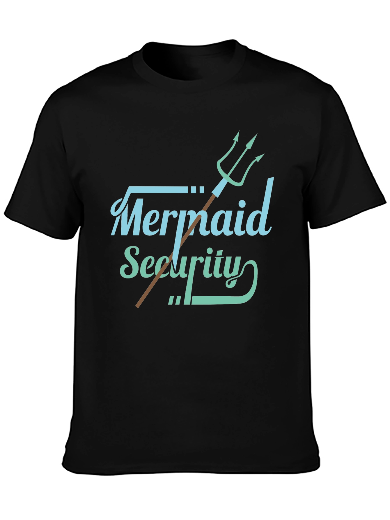 Mermaid Security Graphic T-Shirt Black Cotton Tee