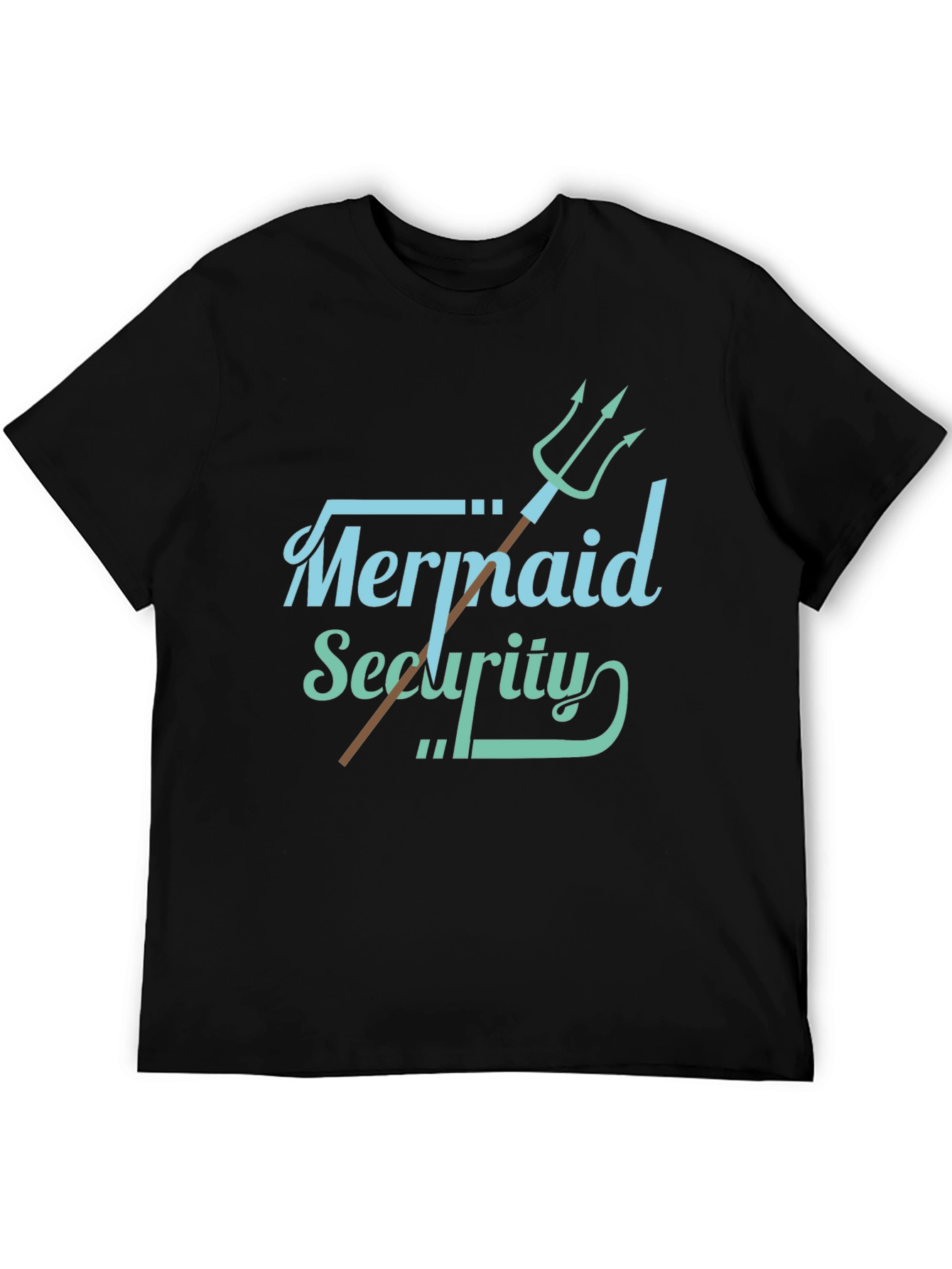 Mermaid Security Graphic T-Shirt Black Cotton Tee