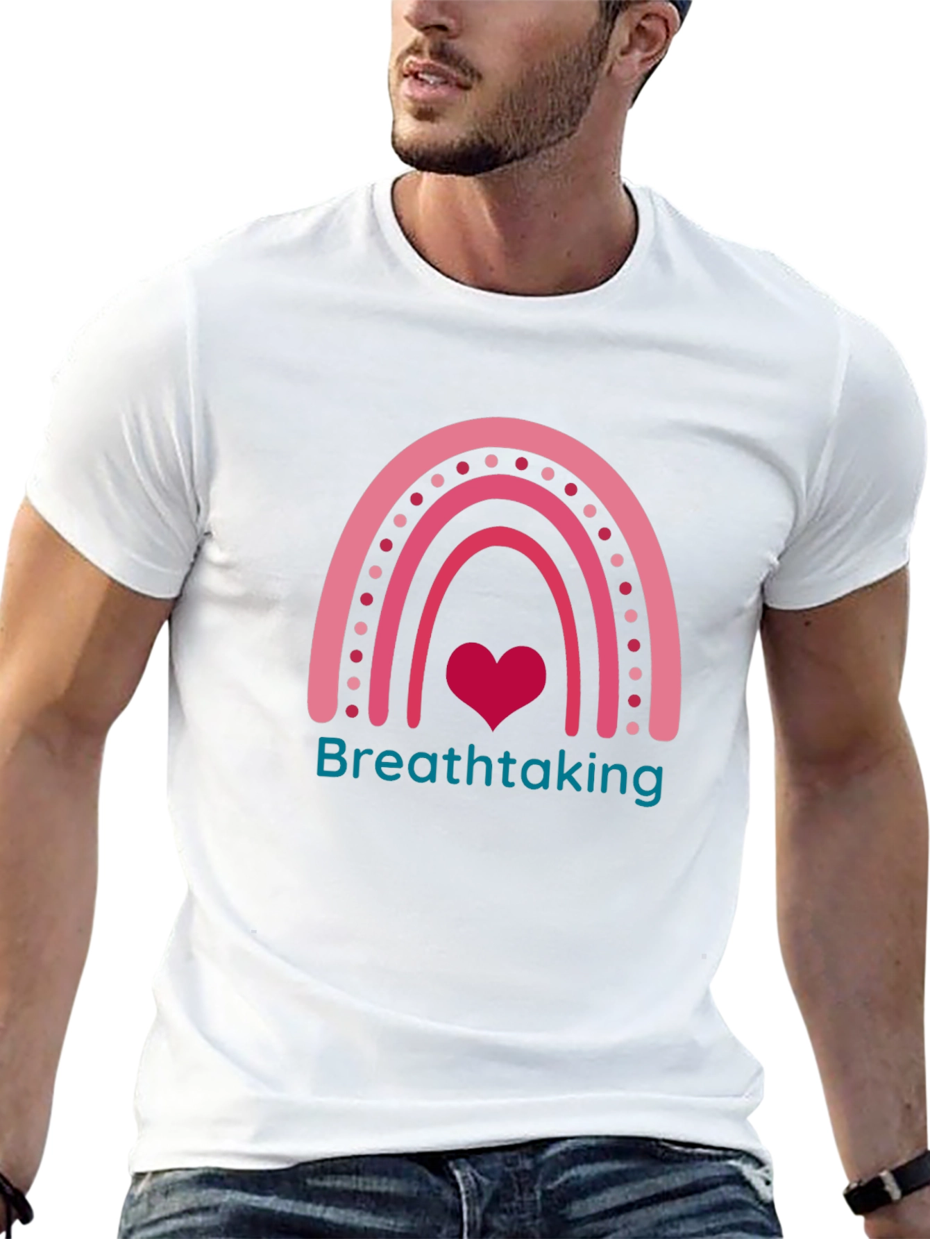 Breathtaking Rainbow Heart Graphic Tee