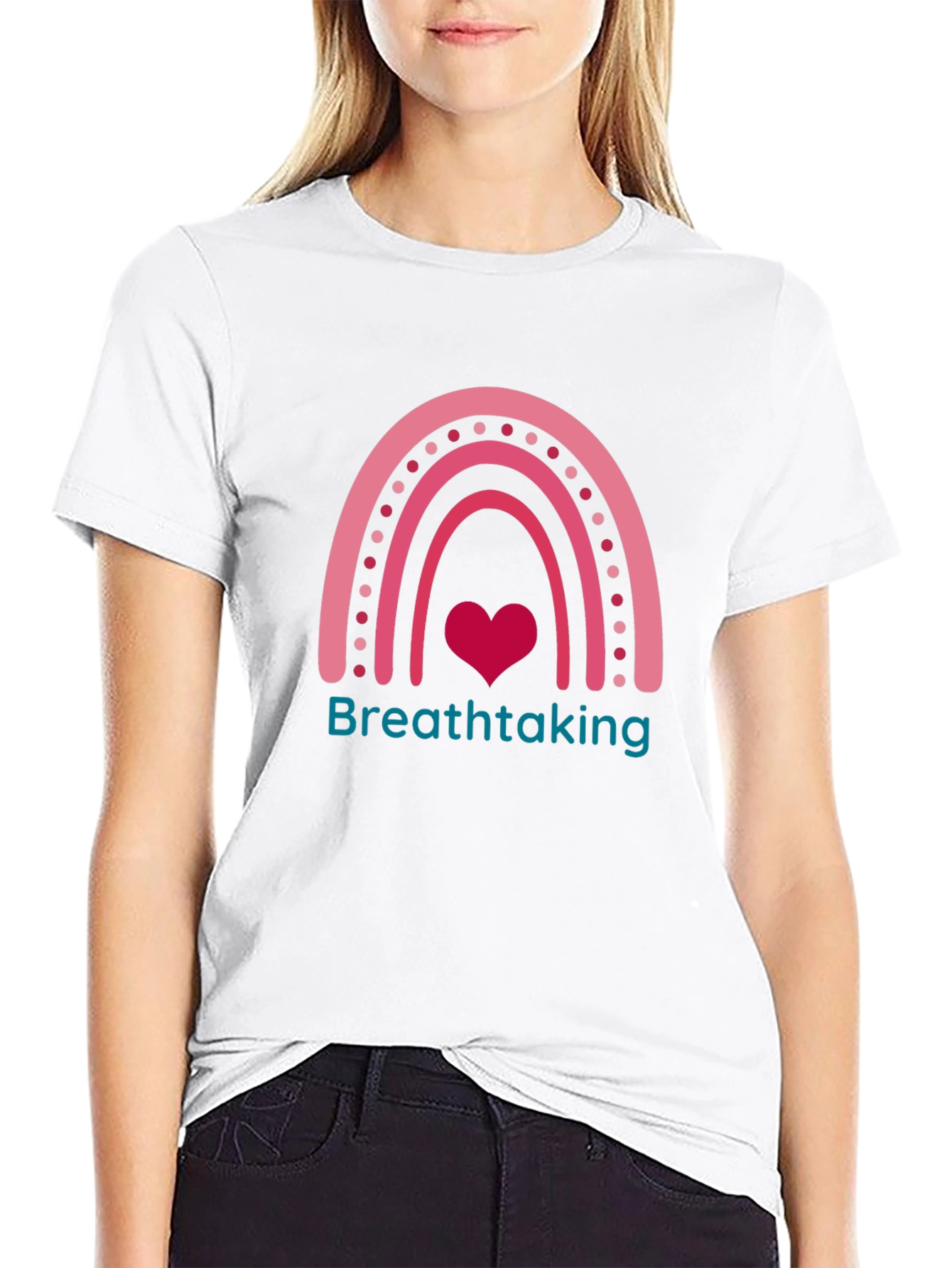 Breathtaking Rainbow Heart Graphic Tee