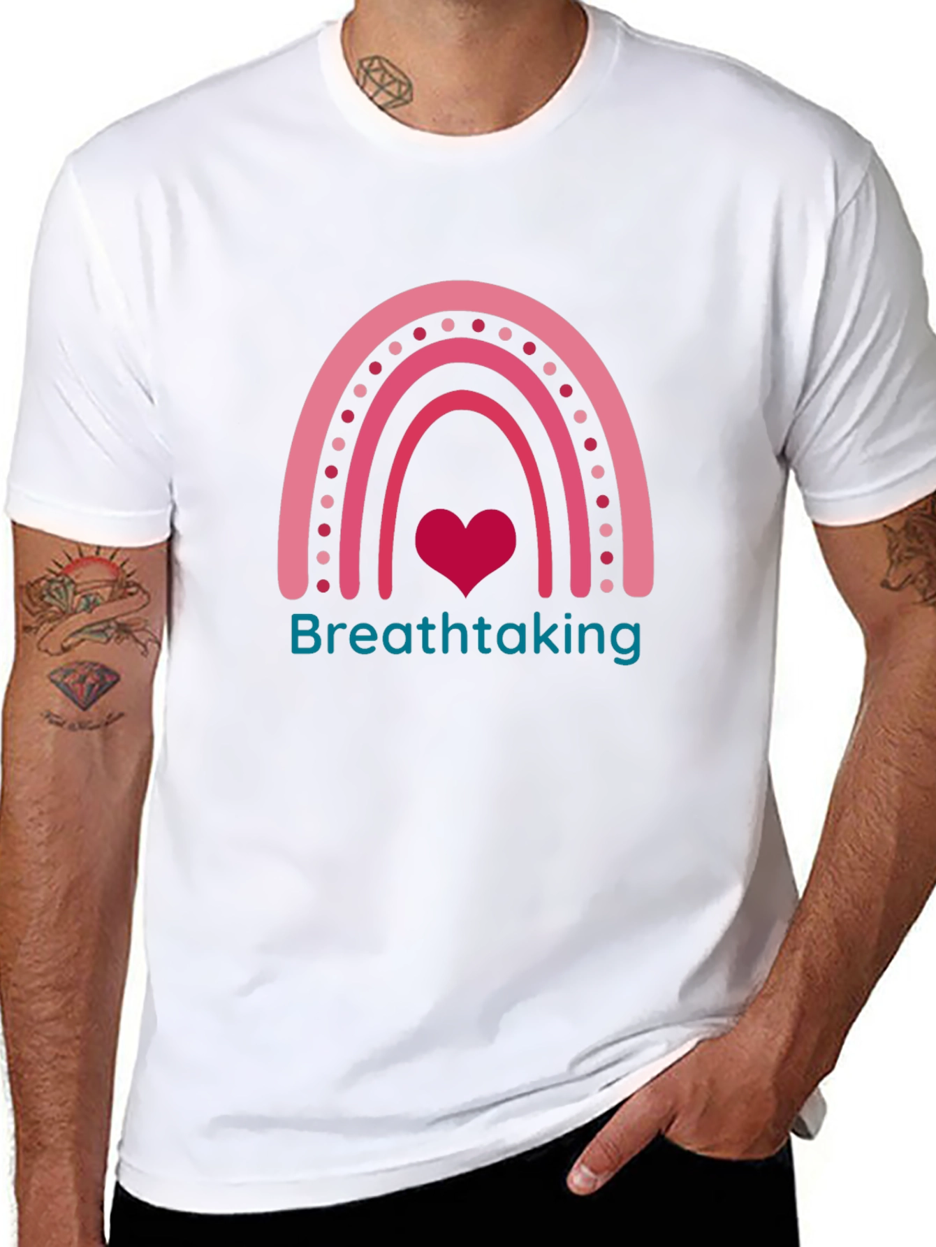 Breathtaking Rainbow Heart Graphic Tee