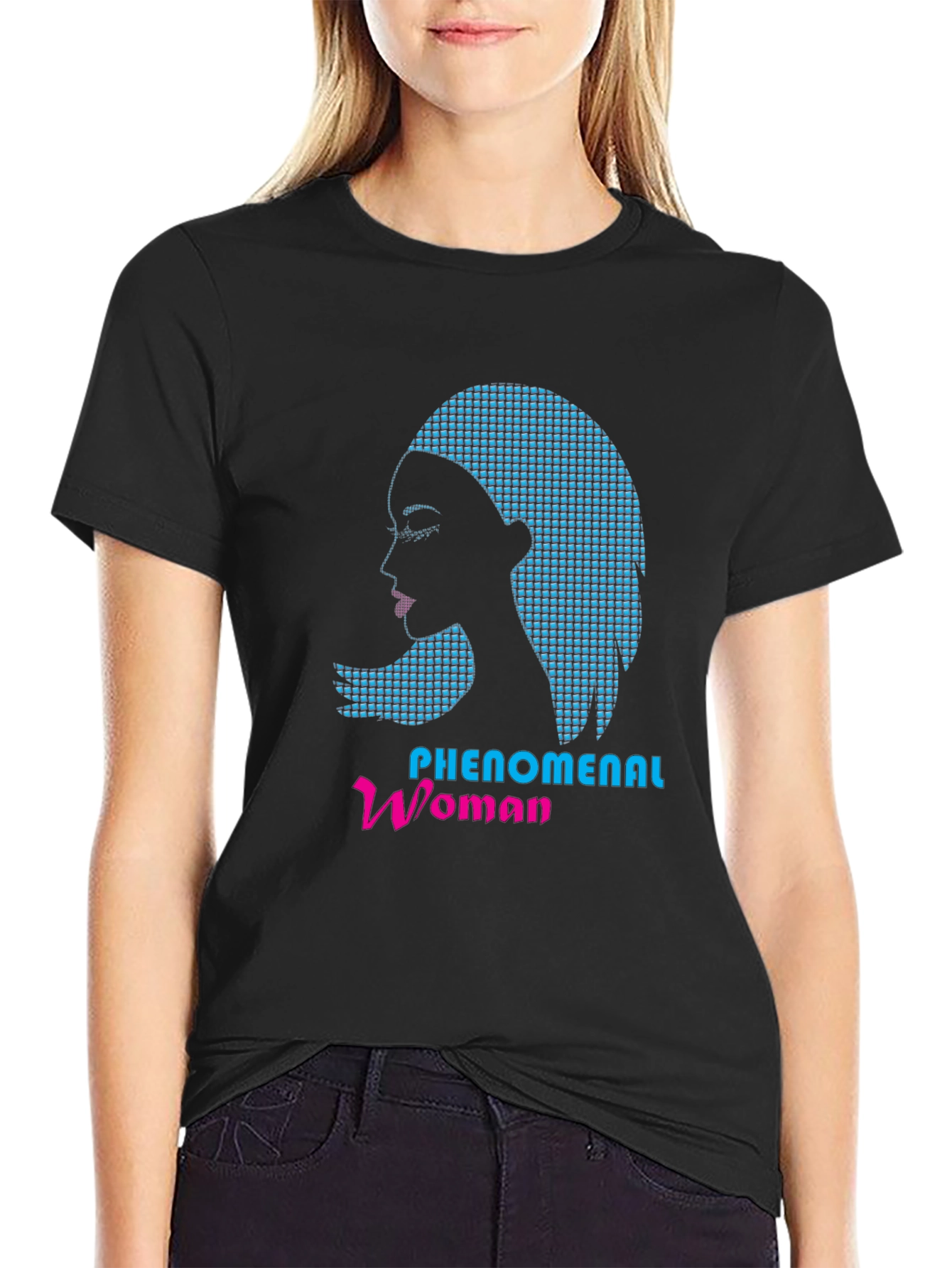 Phenomenal Woman Graphic Print Black Tee