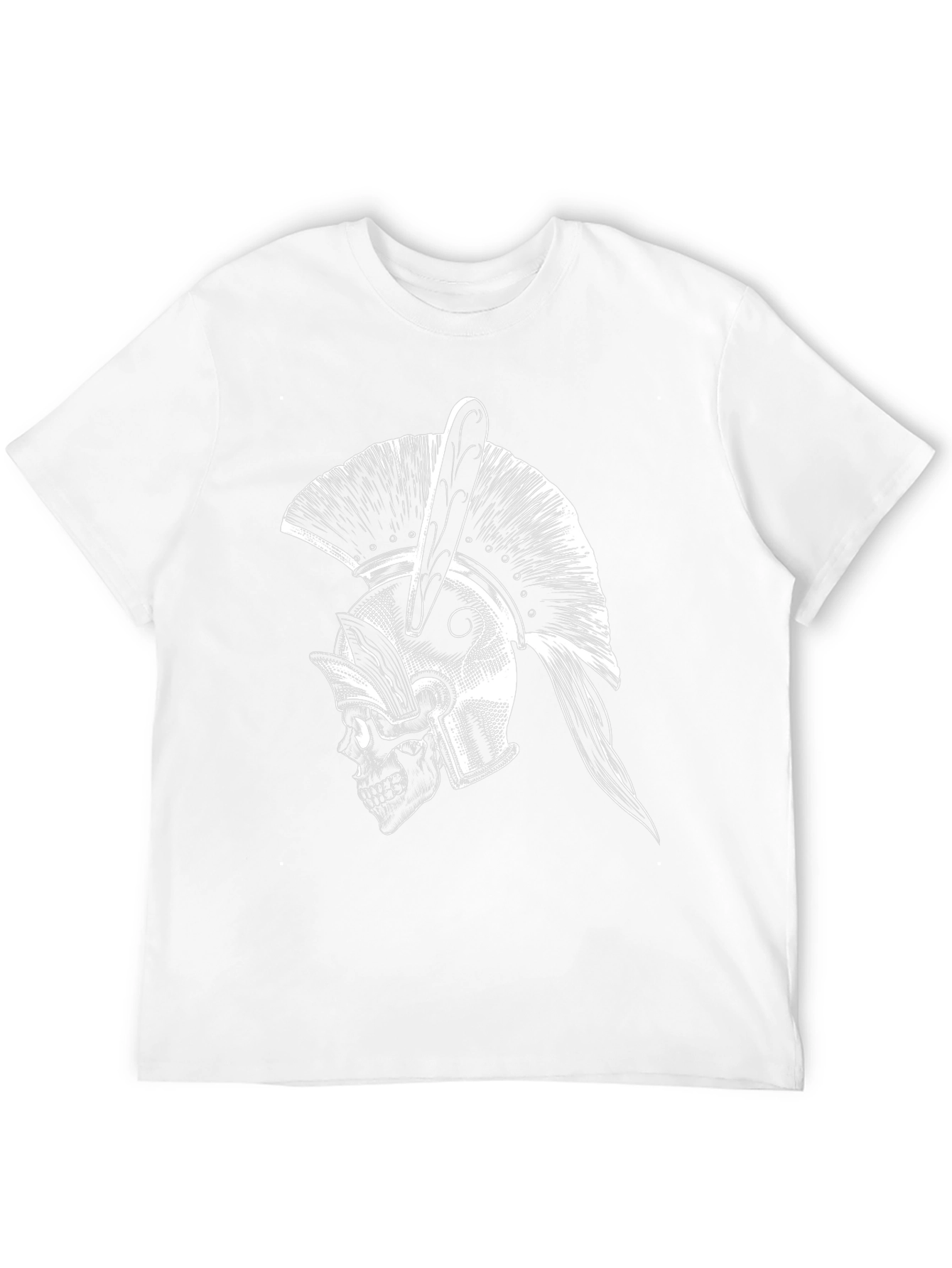 Spartan Skull Helmet Graphic Tee - Black Cotton