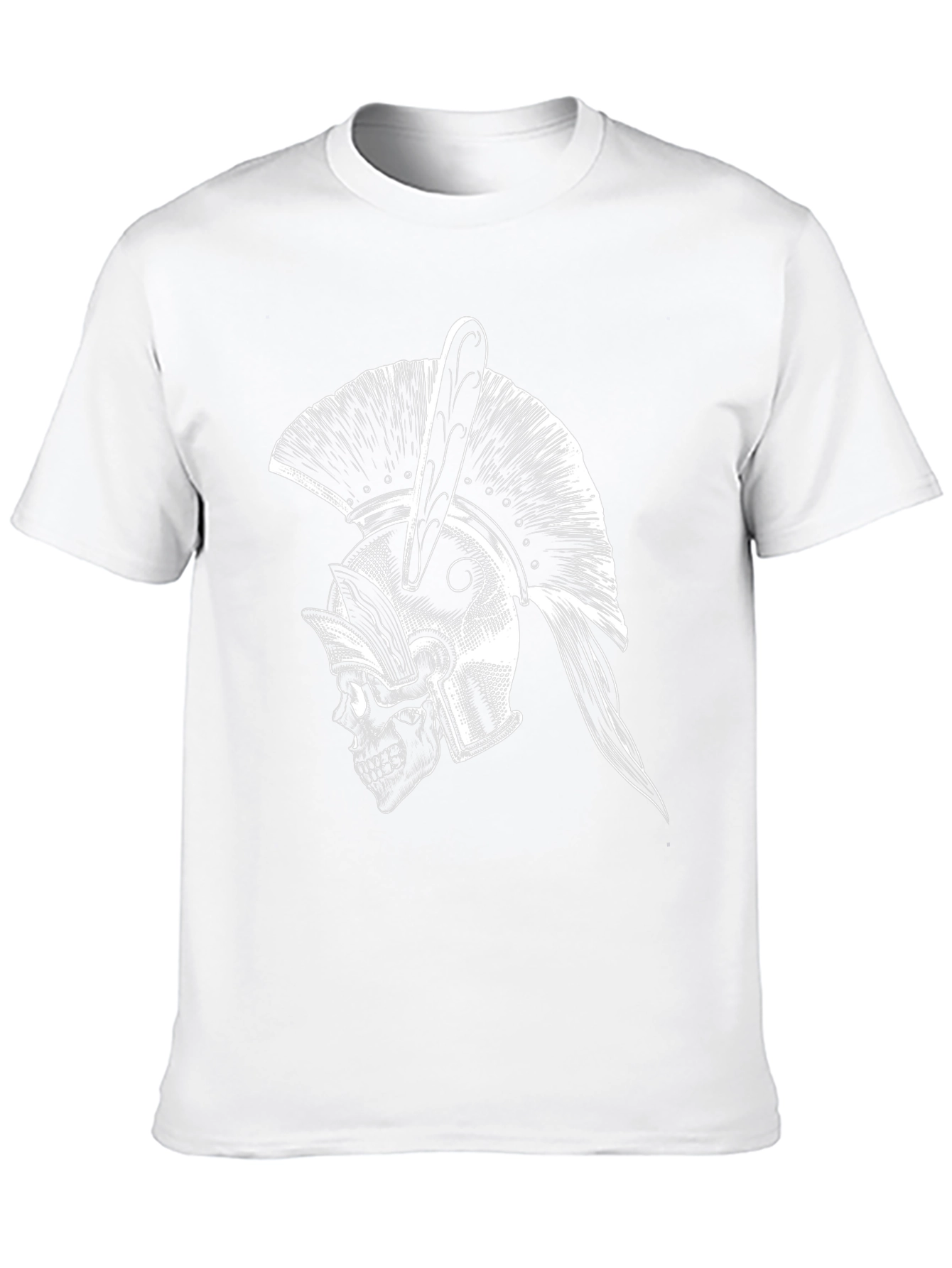 Spartan Skull Helmet Graphic Tee - Black Cotton