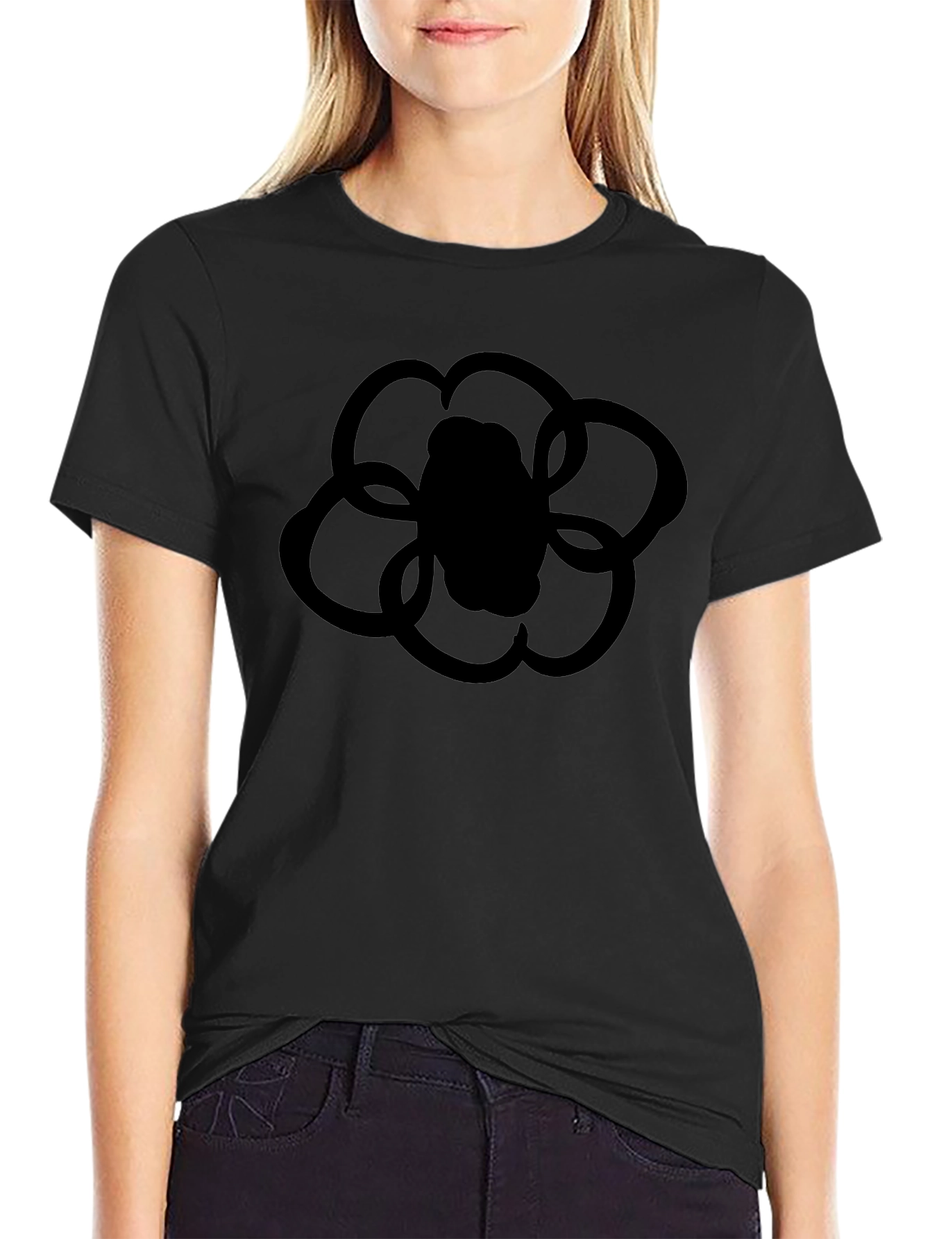 Black Flower Graphic T-Shirt