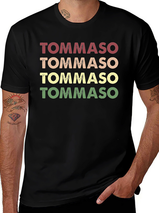 Tommaso Retro T-Shirt - Black Colorful