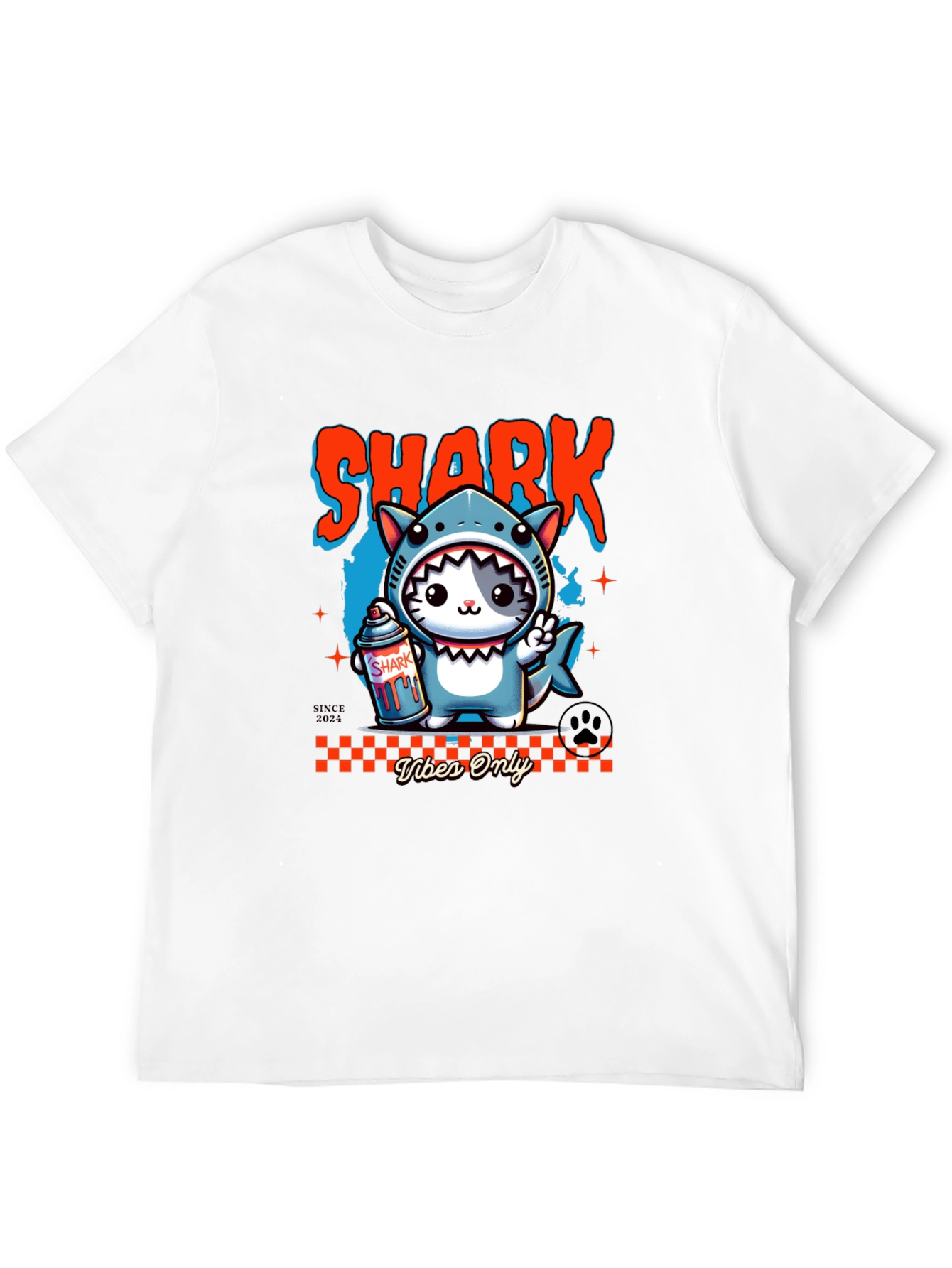 Shark Cat Graphic Tee - Vibes Only Black T-Shirt