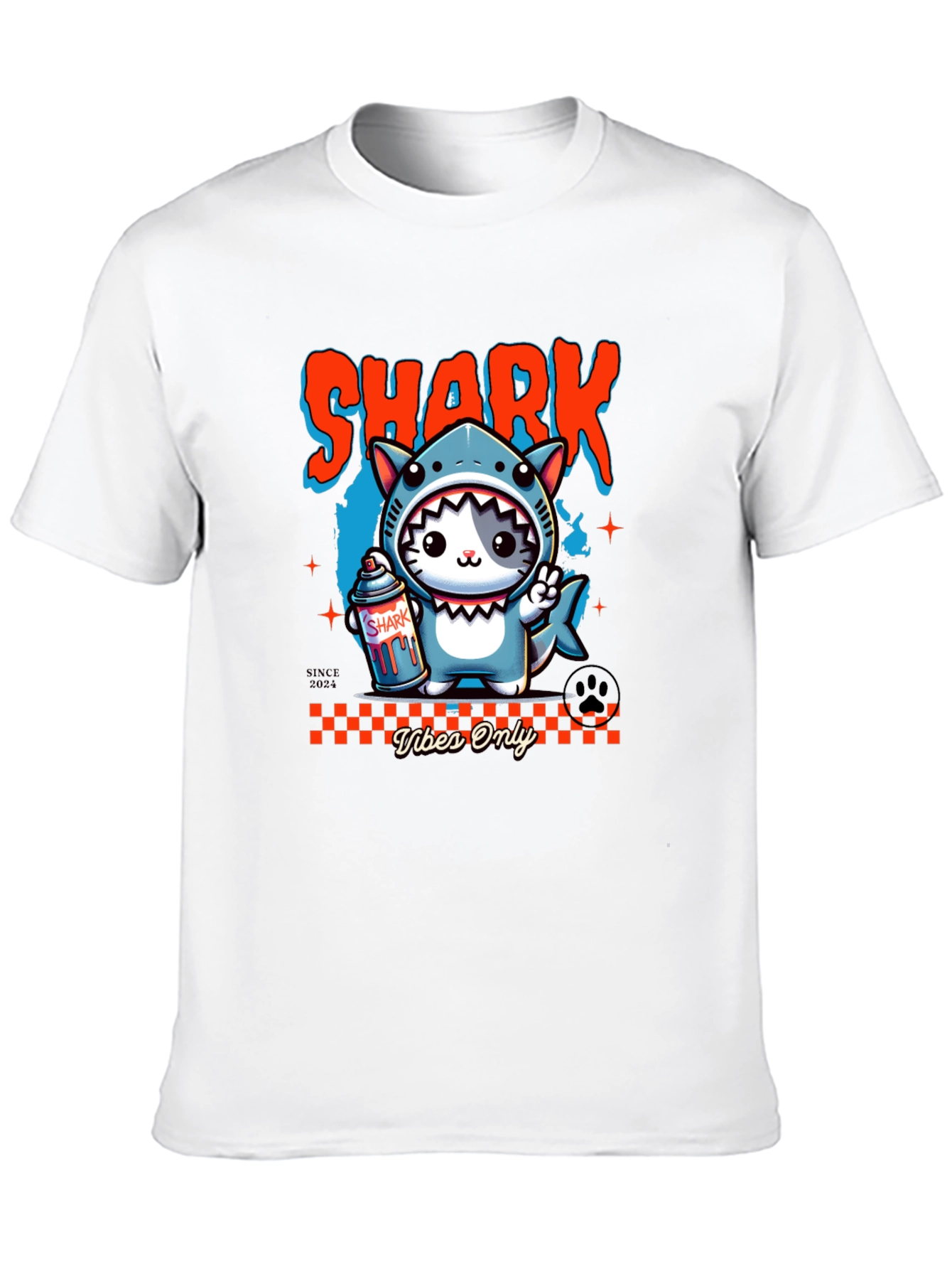 Shark Cat Graphic Tee - Vibes Only Black T-Shirt